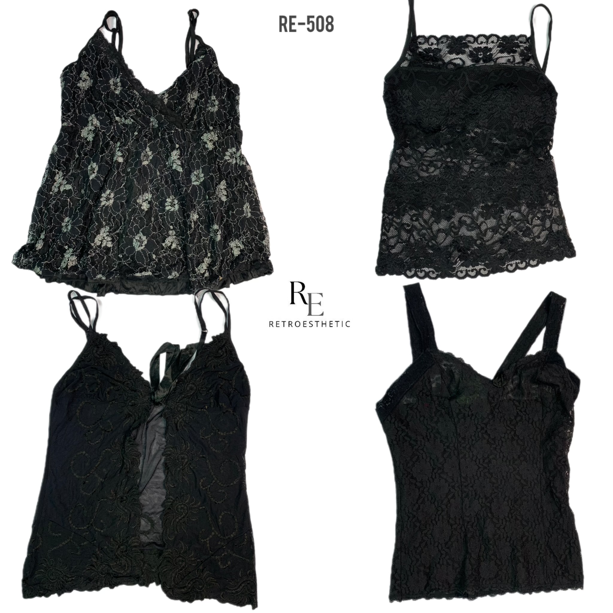 Y2K Gothic All Black Cami Tops (RE-508)