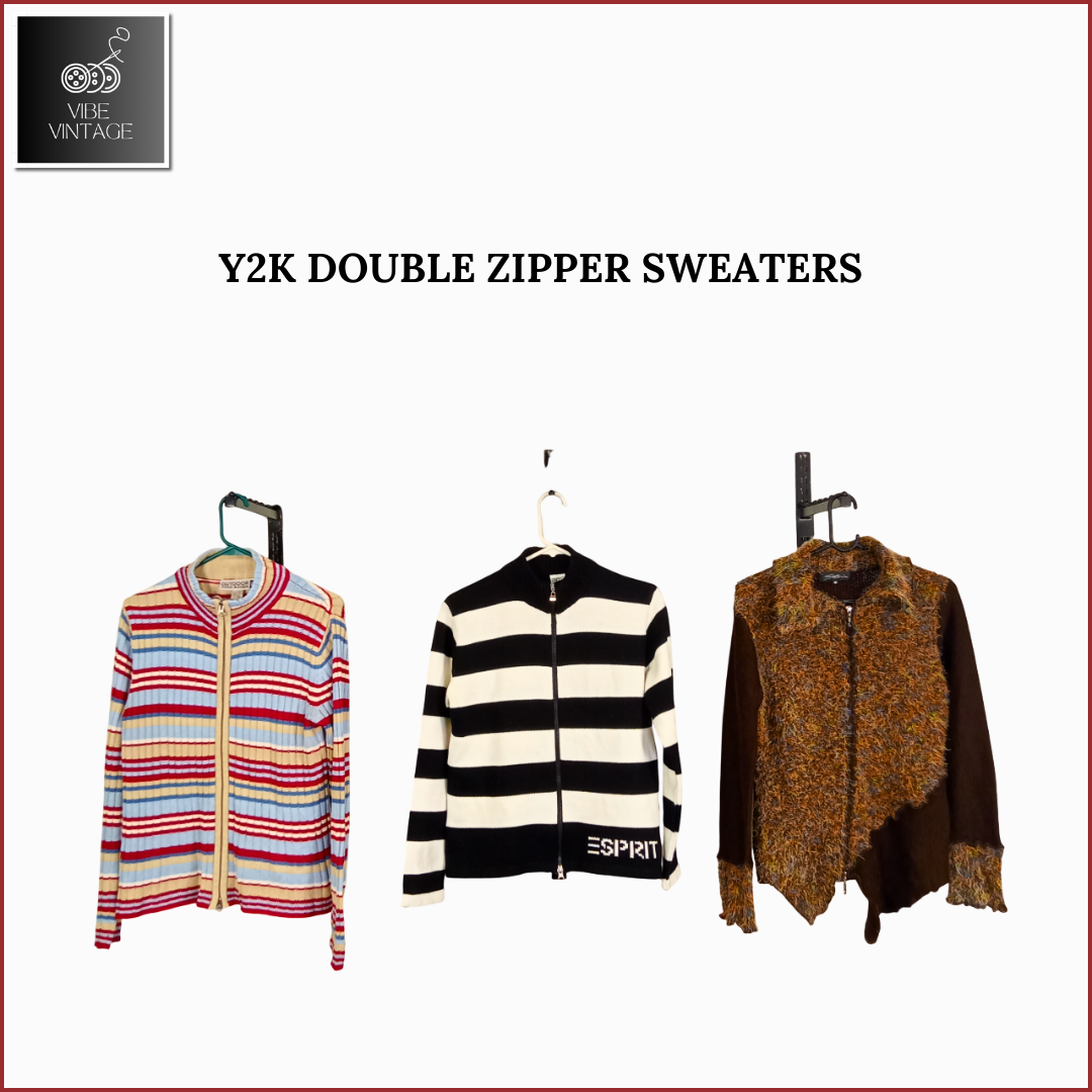 Y2K DOUBLE ZIPPER SWEATERS - 09 PCS