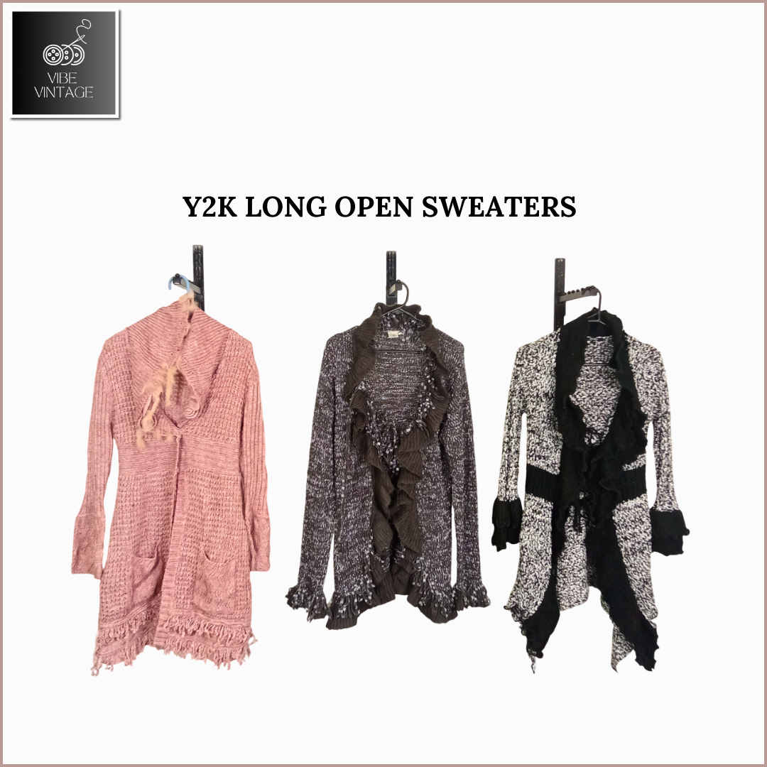 Y2K LONG OPEN SWEATERS -08 PCS