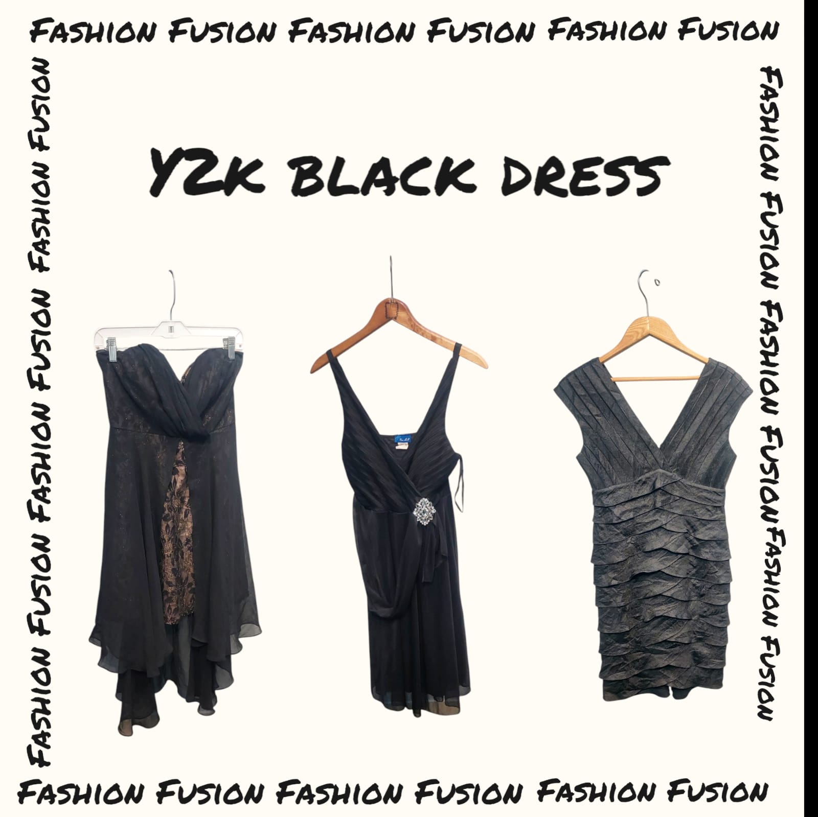 Vestido preto Y2K (FF-528)