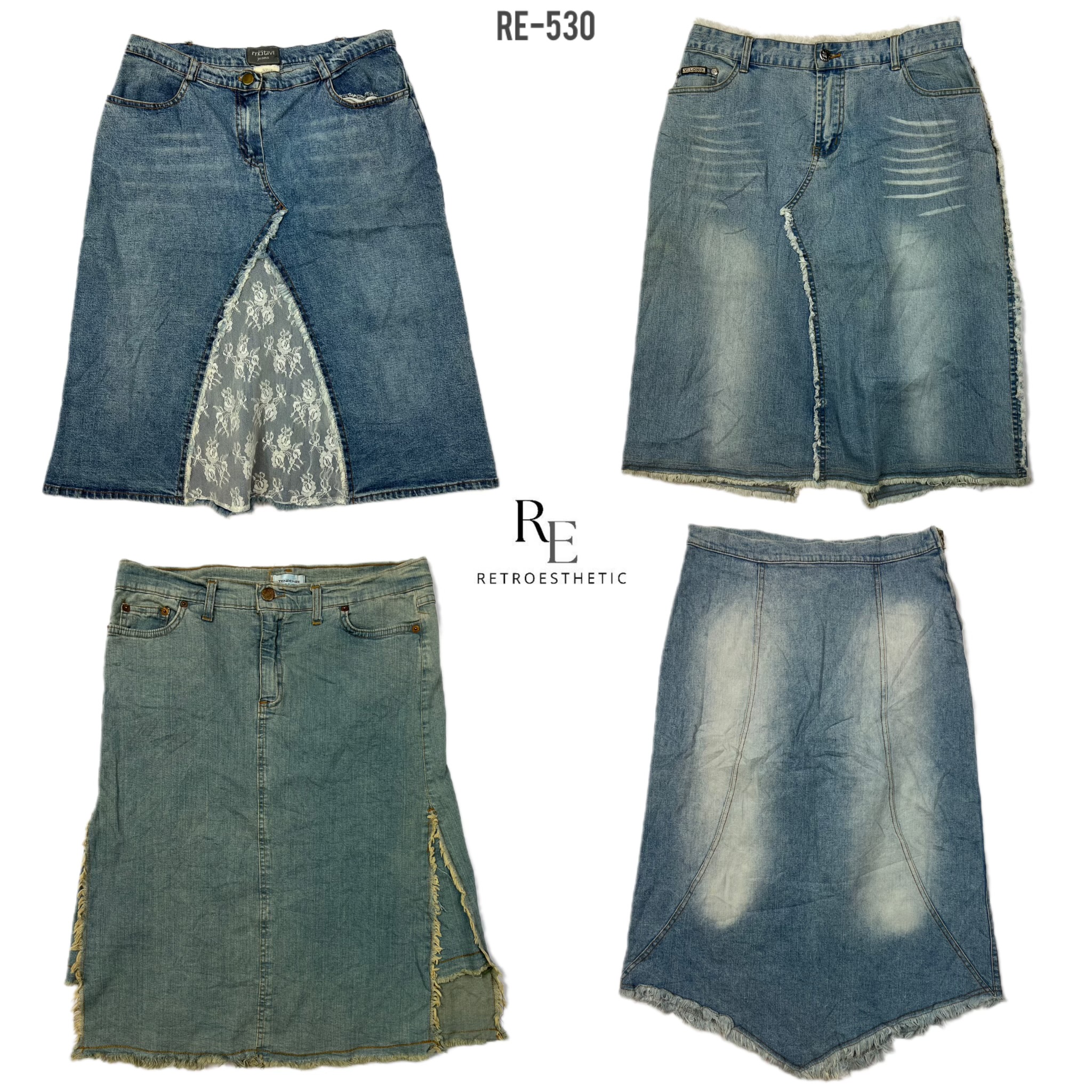 Gonne Midi Uniche in Denim Y2K (RE-530)