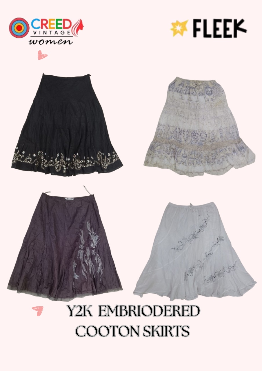 CR3554 Y2K Embroided Cotton Skirts - 10 Pcs