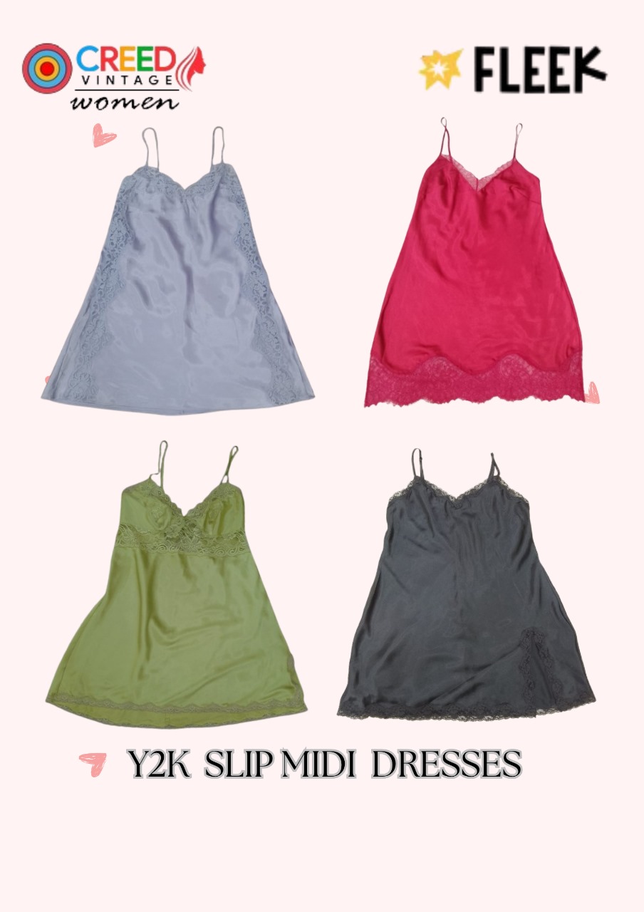 CR3560 Y2K Slip Midi Dresses - 12 Pcs