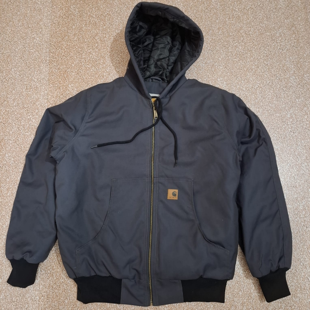 Giacca Carhartt Grigia con Cappuccio Stile Rework