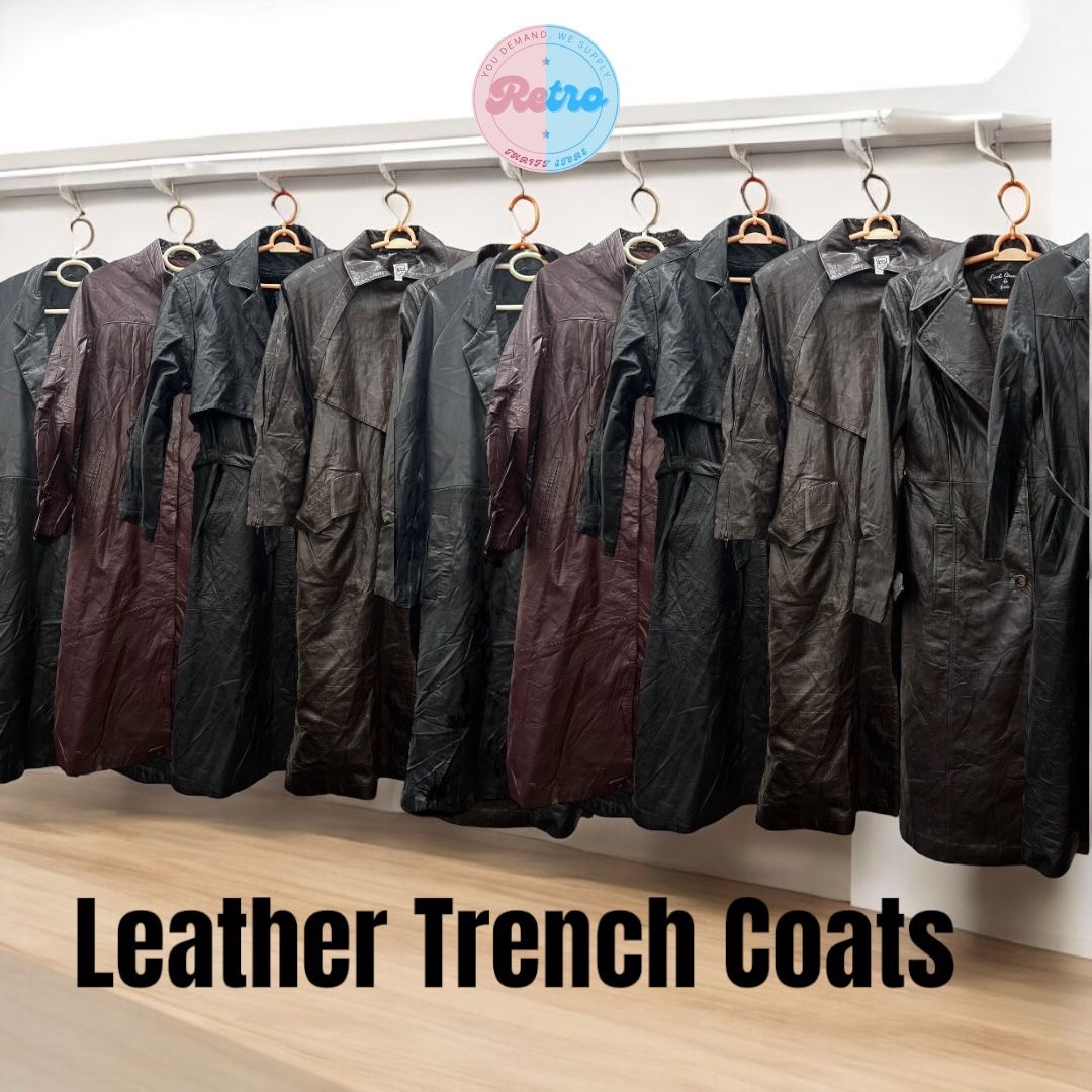 Manteaux de trench en cuir vintage Y2K 10 pièces