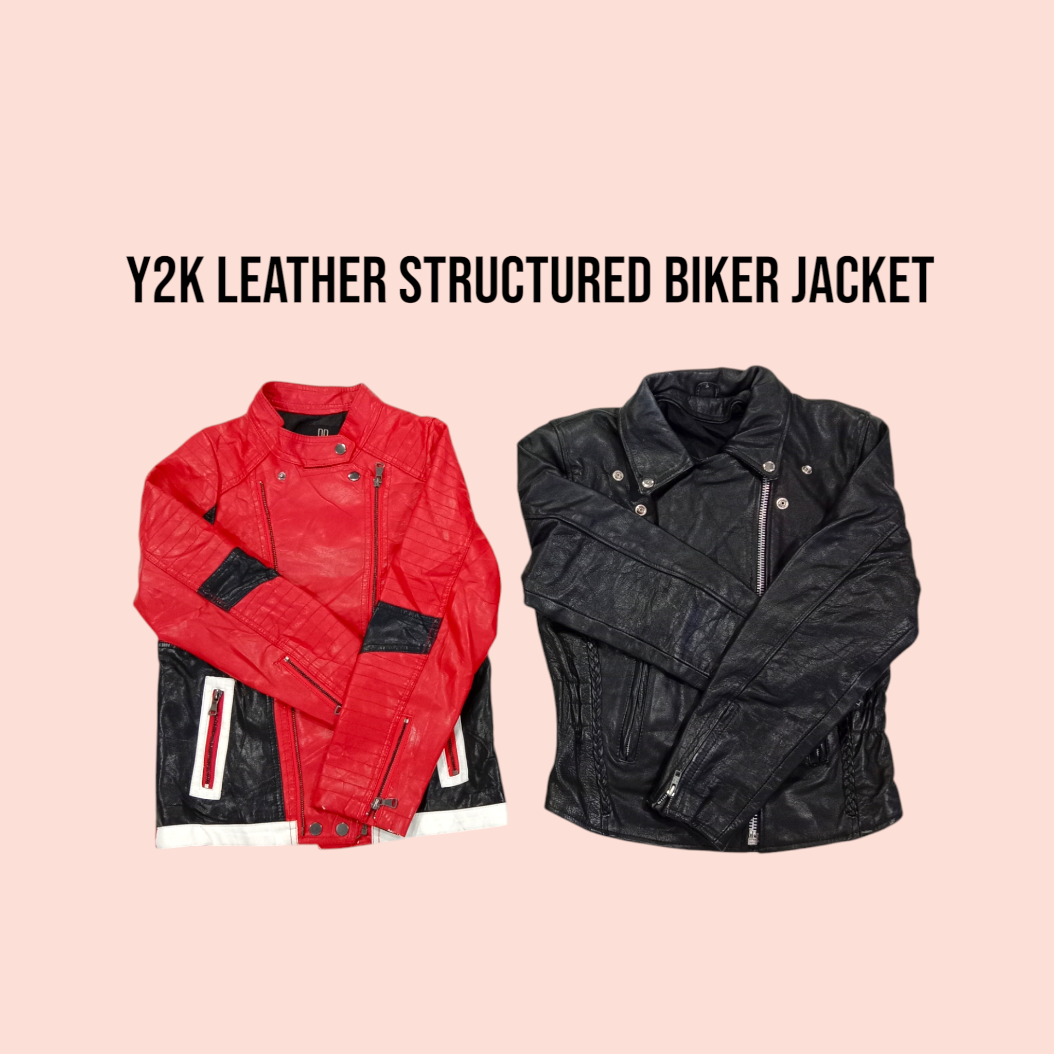 Y2k Leather Structured Biker Jacket