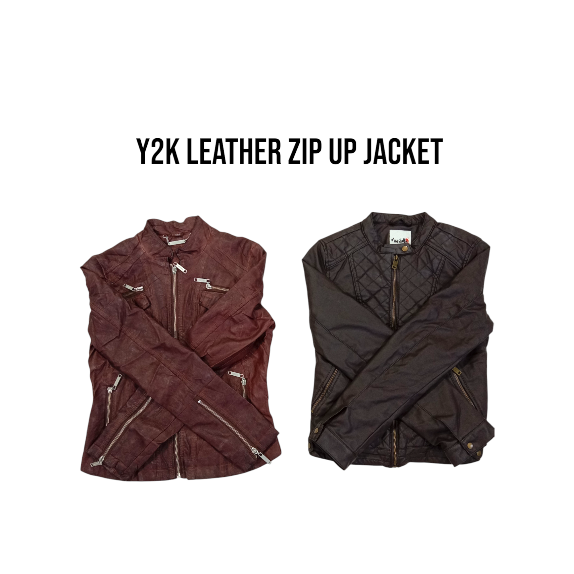 Y2k Leather zip up Jacket