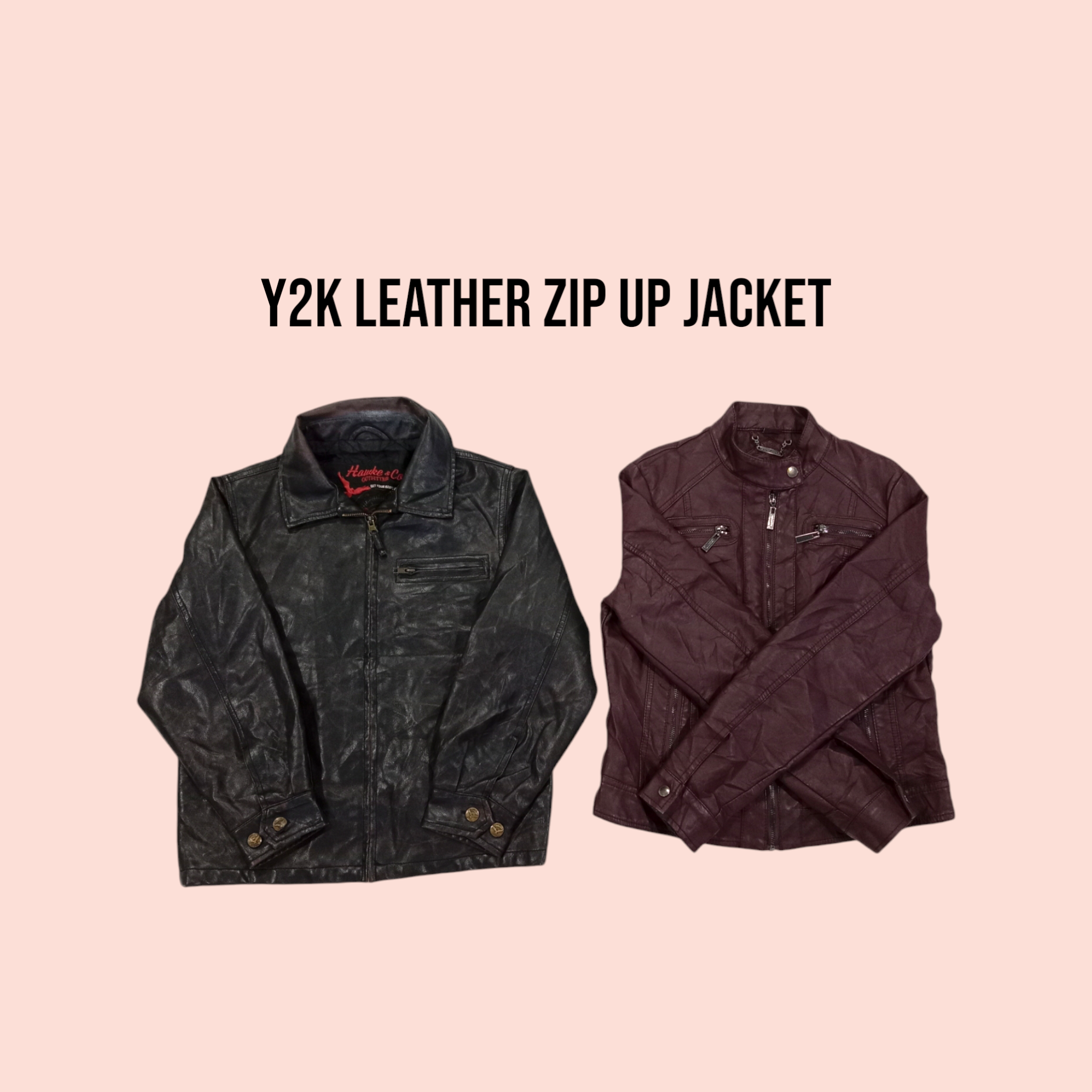 Y2k Leather zip up Jacket