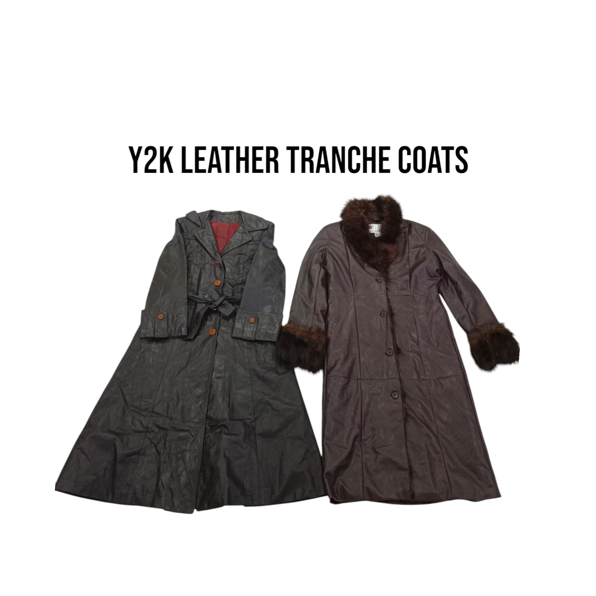 Y2k Leather Tranch Coat