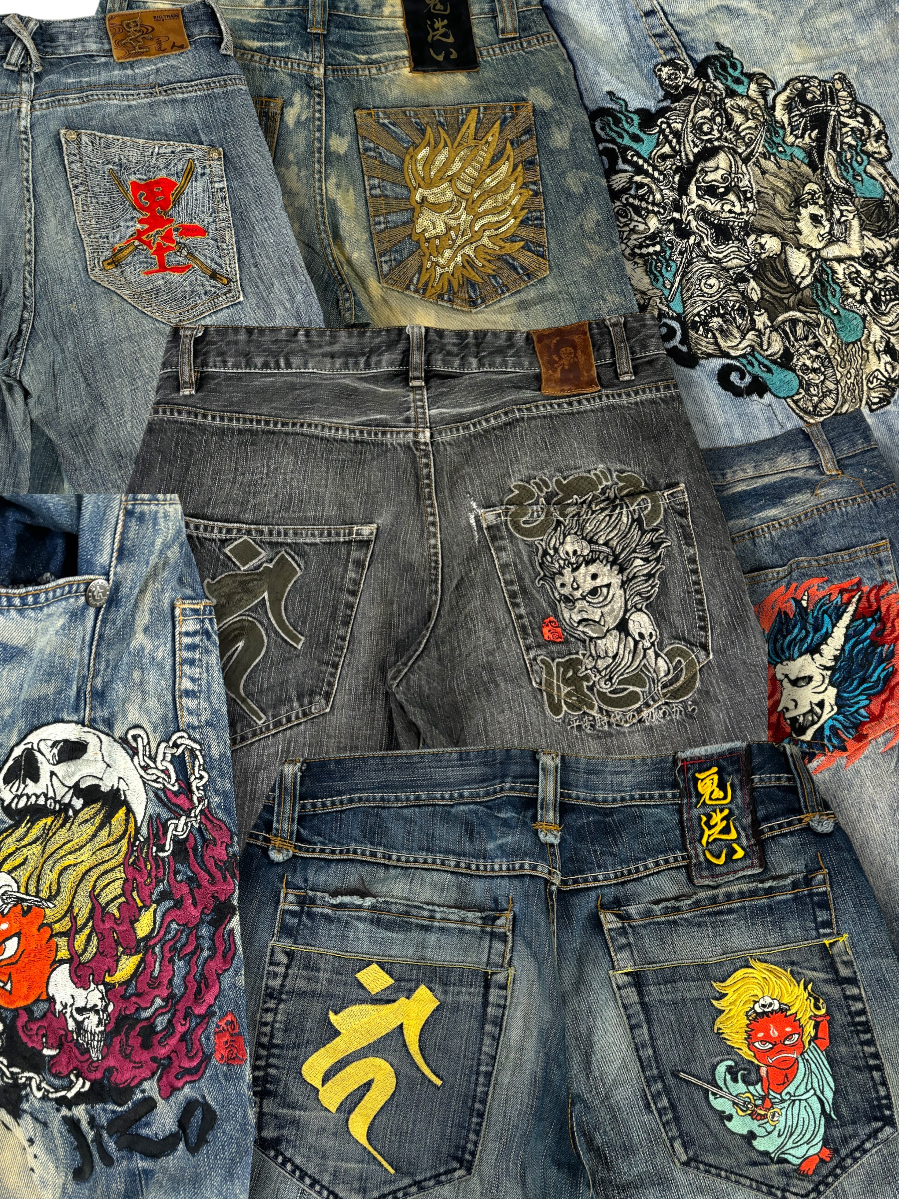 Jeans brodés japonais 20 pièces (C51)