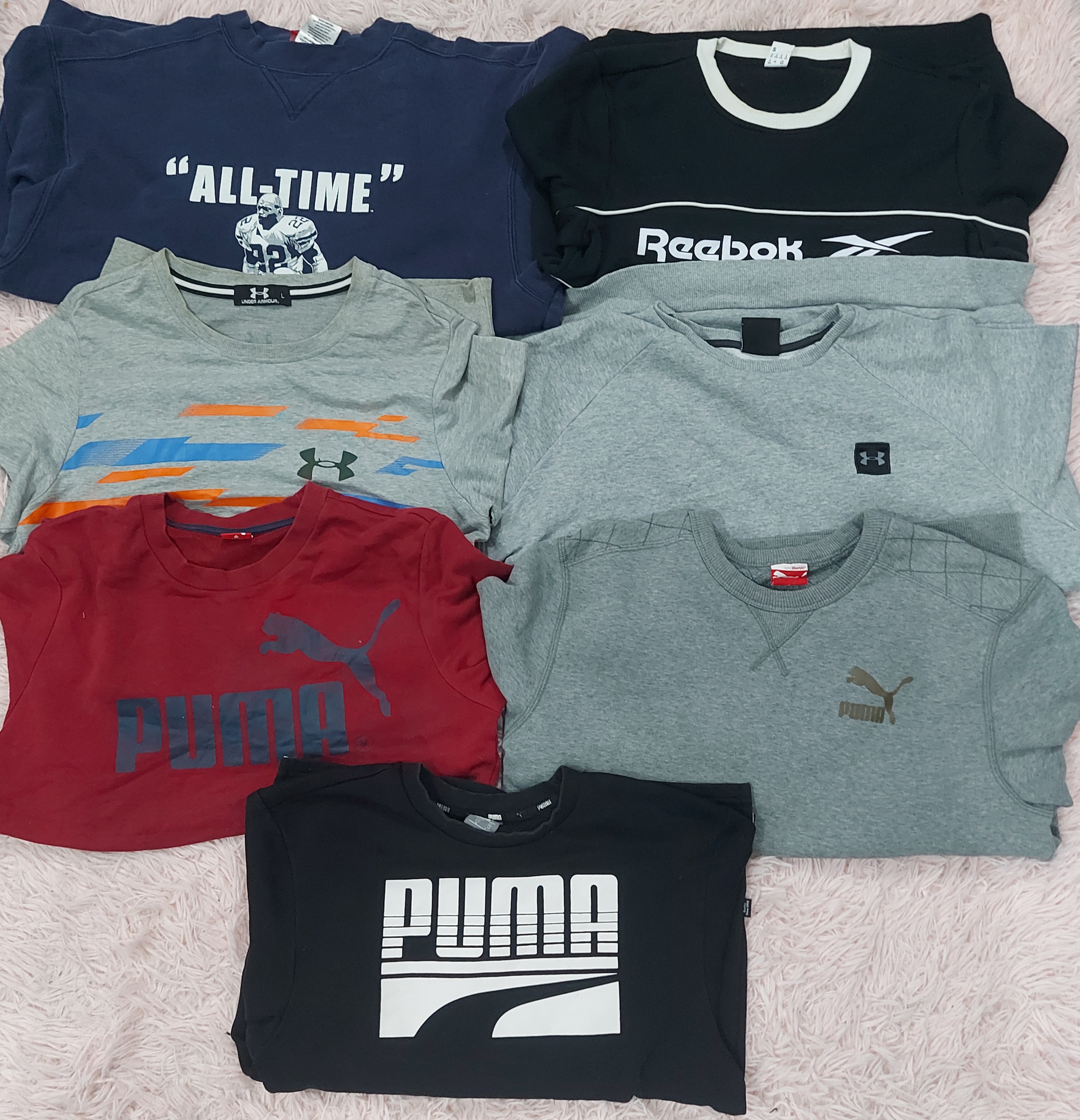 Puma, Reebok & Under Armour Sweatshirts 7 Pcs