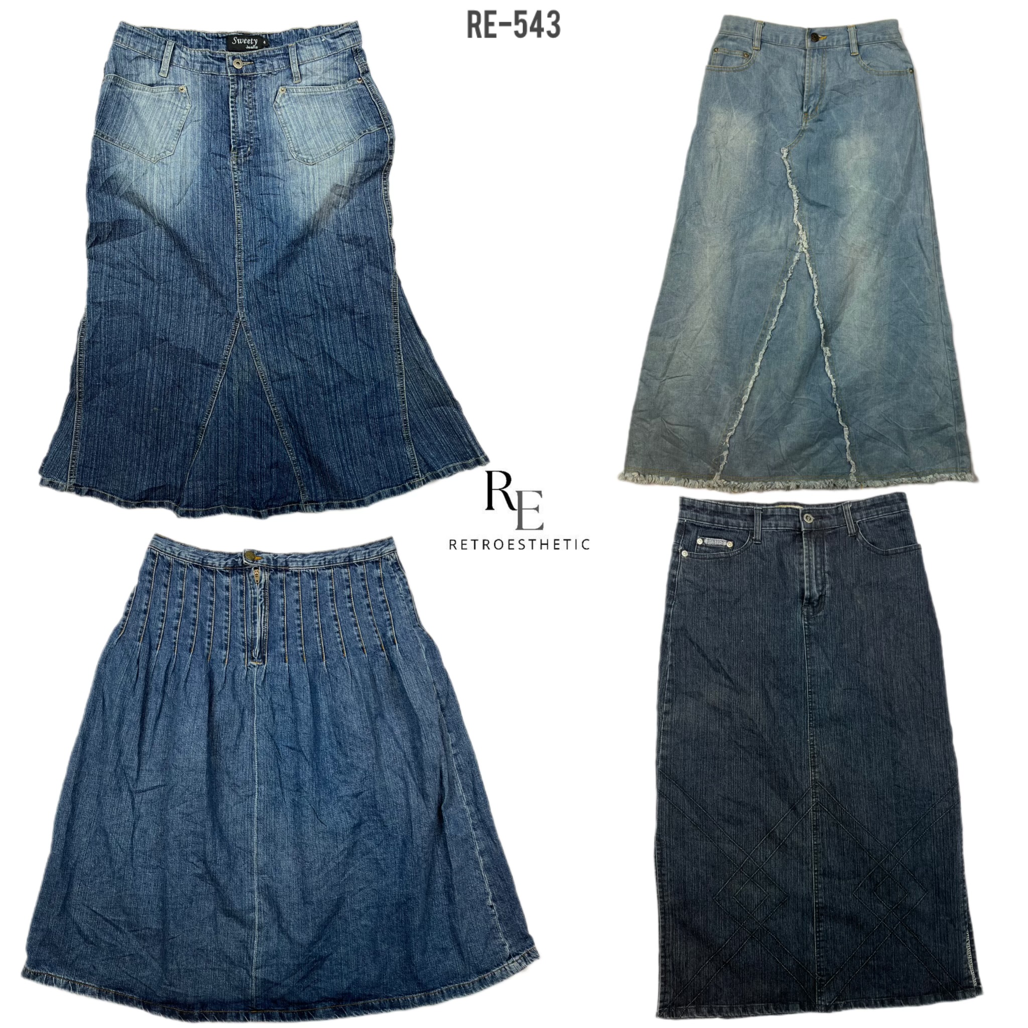 Gonne lunghe in denim mix Y2K (RE-543)