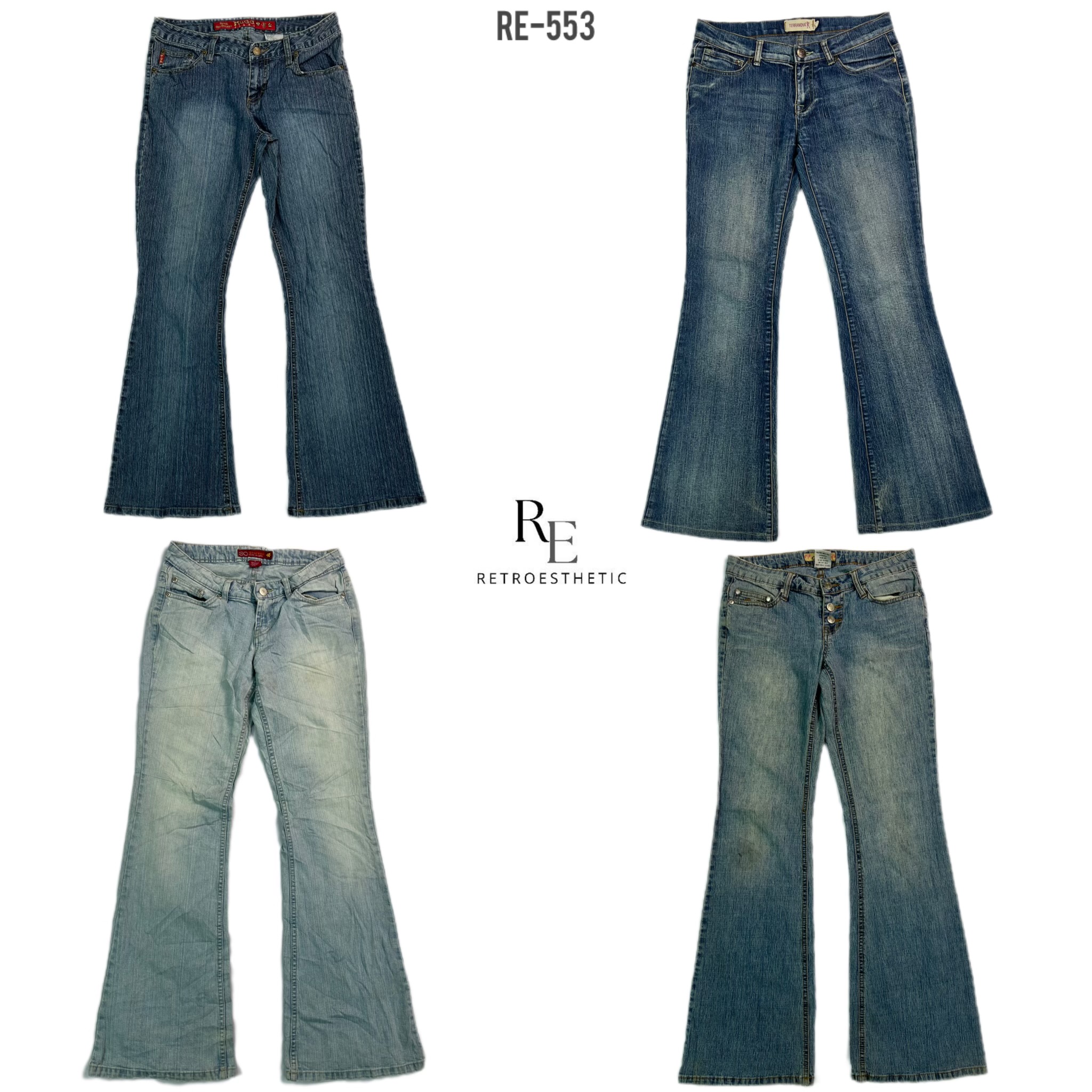 Y2K Cyber Girl Era Denim Flared Jeans (RE-553)