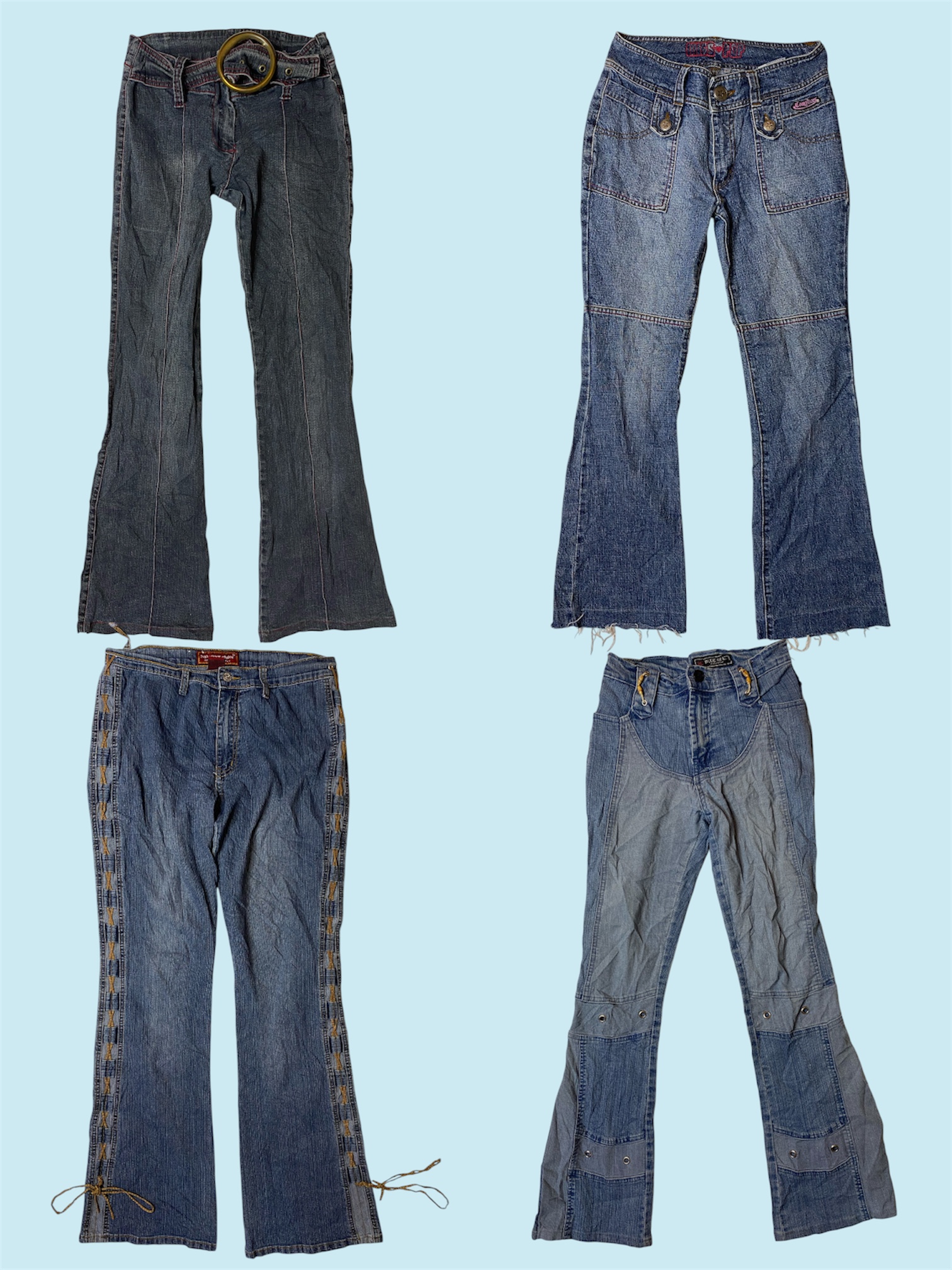 Jean évasé en denim unique Y2K (TS-293)