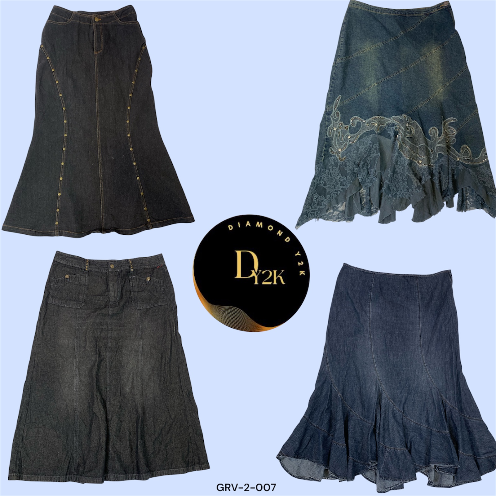 Vintage Denim Long Skirts – Classic Y2K Vibes (GRV-2-007)