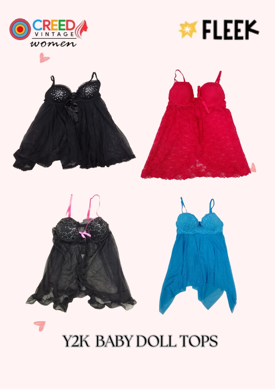 CR3597 Y2K Baby Doll Tops - 8 Pcs