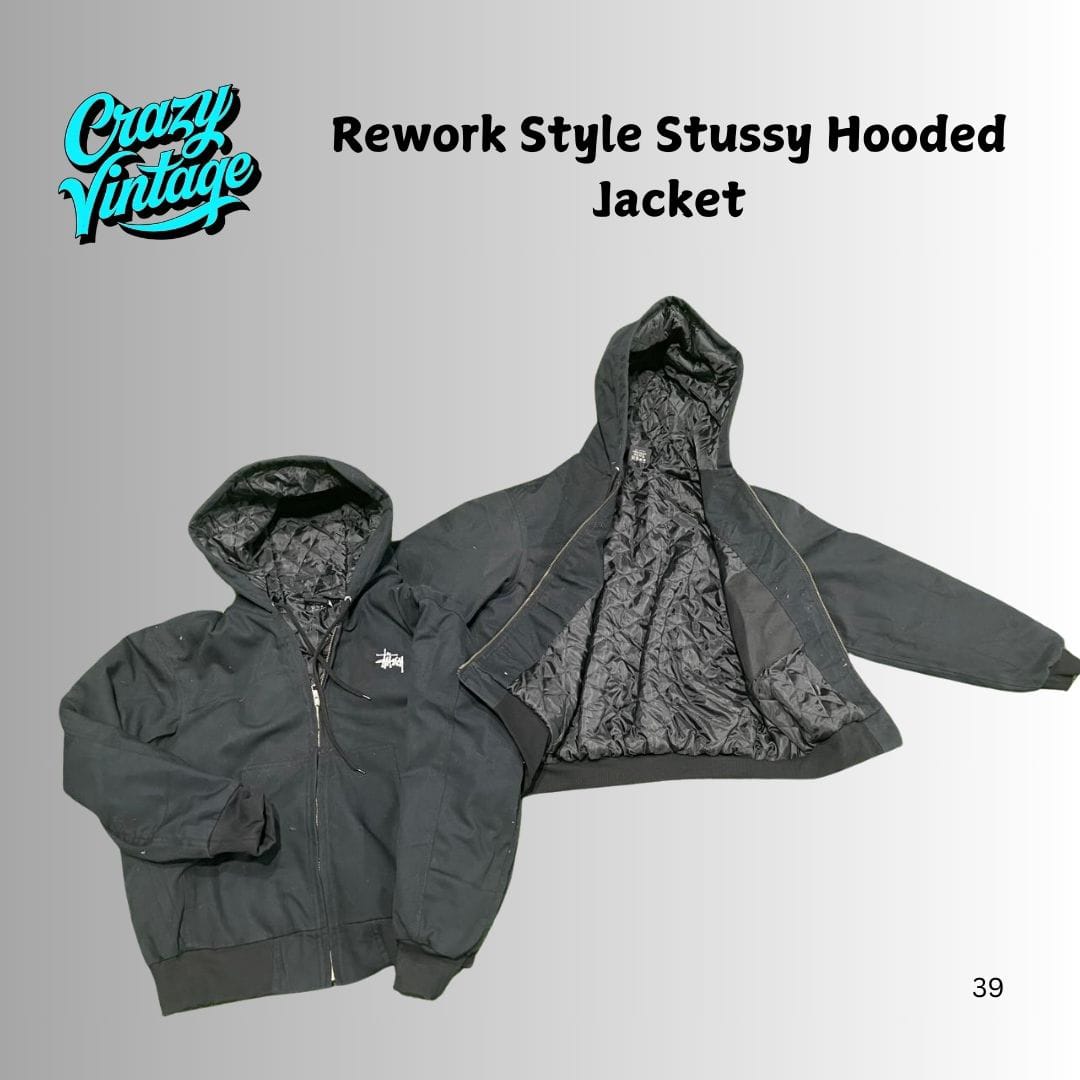 Rework Style Stussy Kapuzenjacke