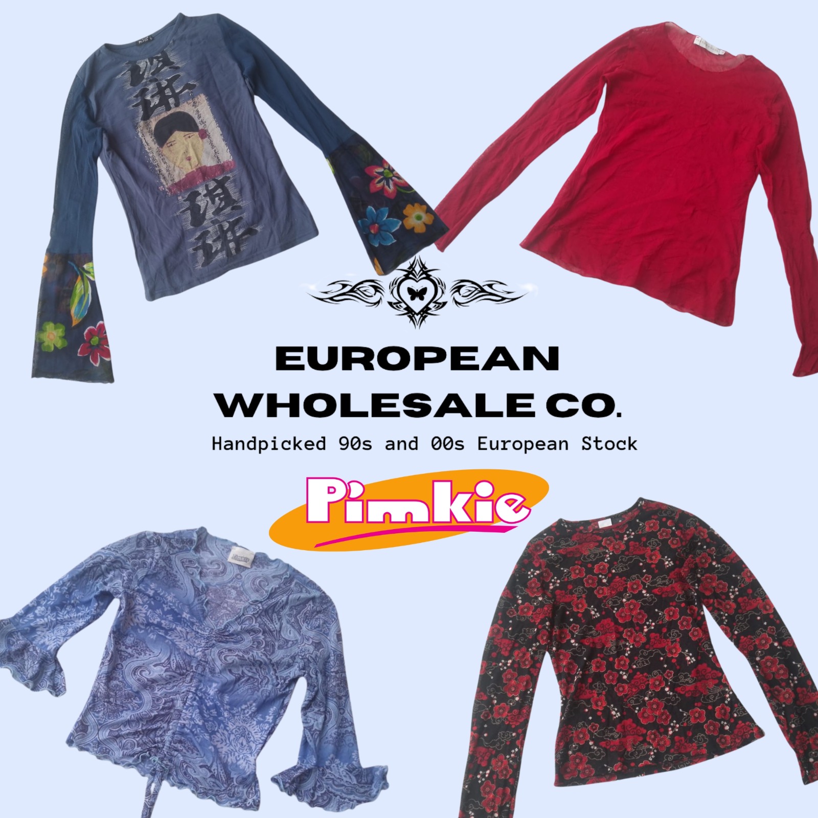 90er Jahre europäische Graphic Mesh Tops ft. Pimkie (EWC041)