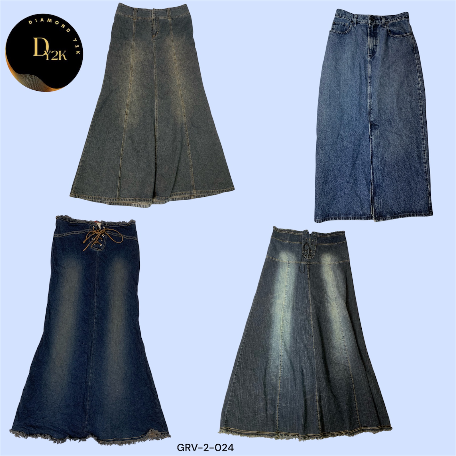 Jupes maxi en denim inspirées du Y2K (GRV-2-024)