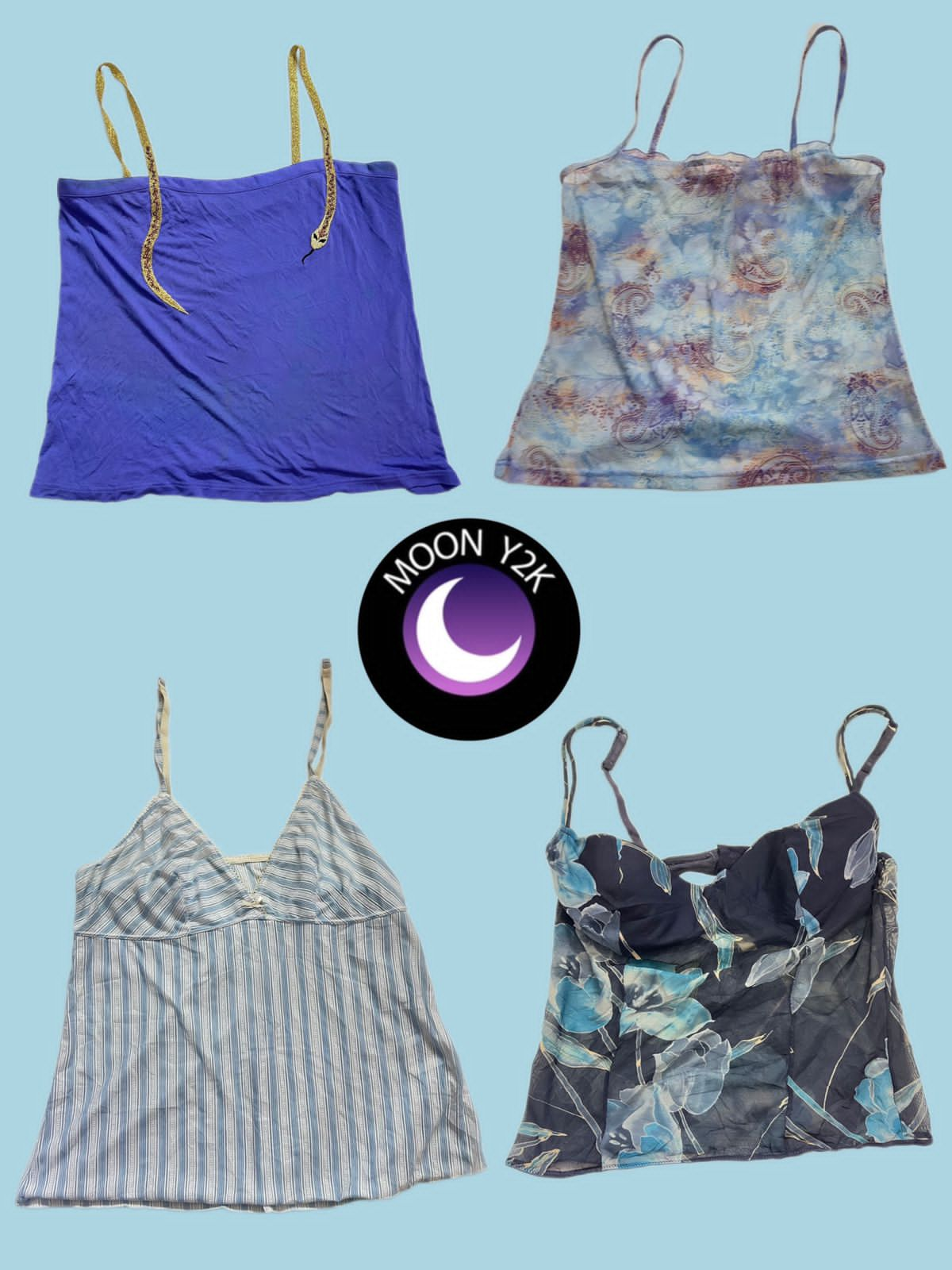 Y2k Oceonic Blue Cami Tops (M-42)