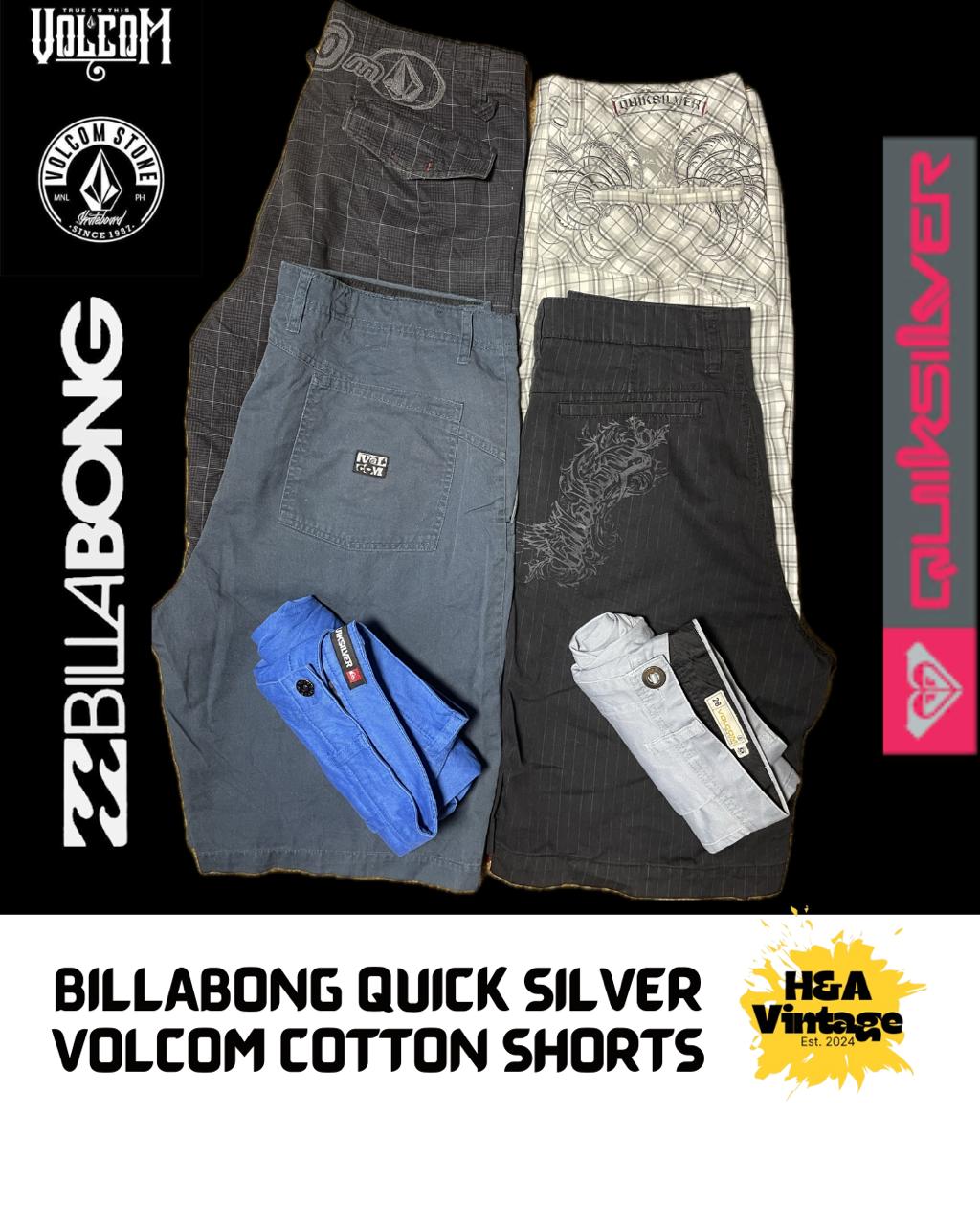 BILLABONG HURLEY QUICK SILVER COTTON SHORTS