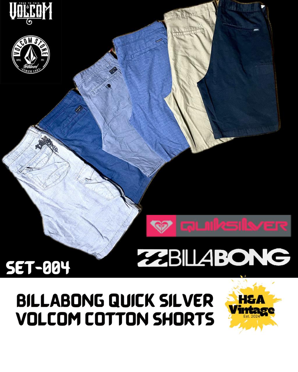 BILLABONG QUICKSILVER HURLEY COTTON SHORTS