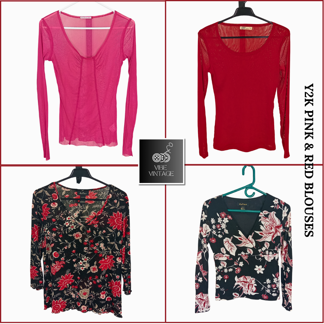 BLOUSES Y2K PINK ET ROUGE - 08 PCS