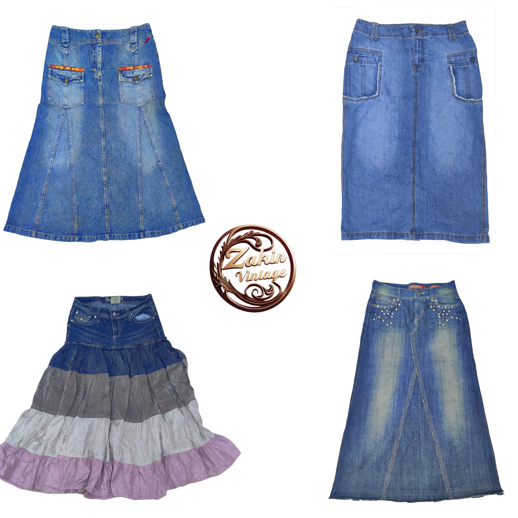 Jupes maxi en denim uniques Y2k