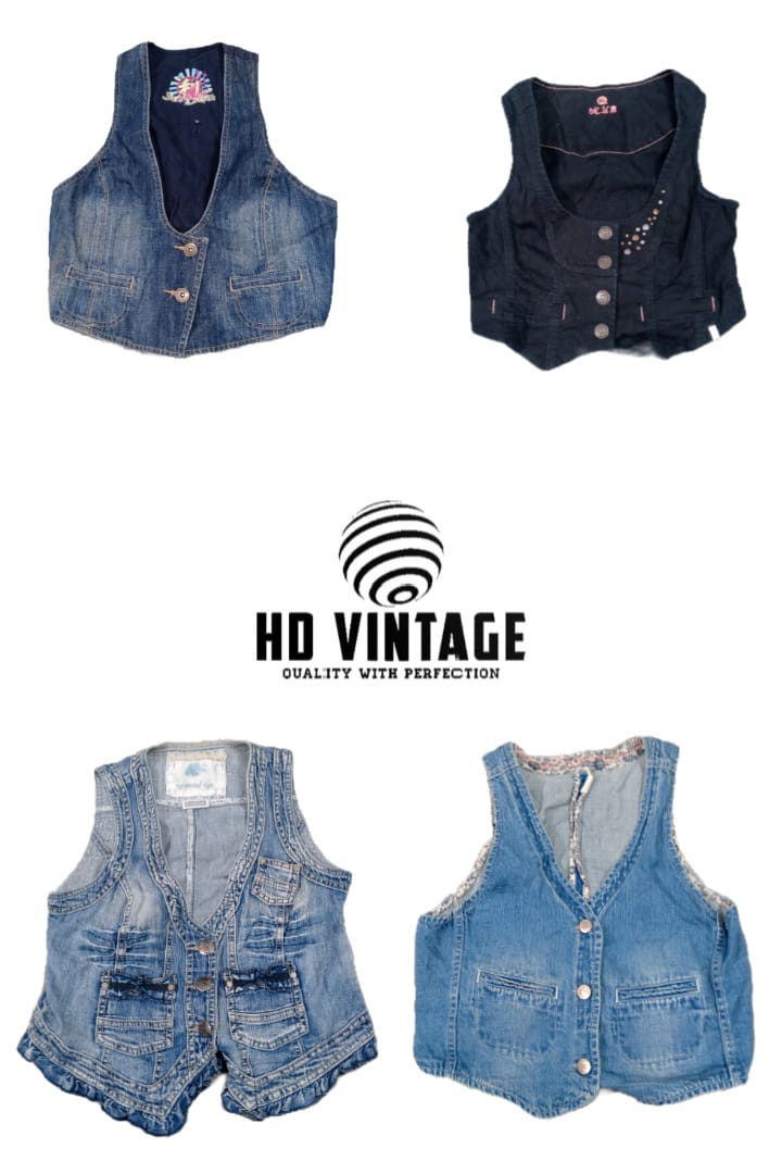 HD666 Ladies Y2K Denim Vests - 17 pcs