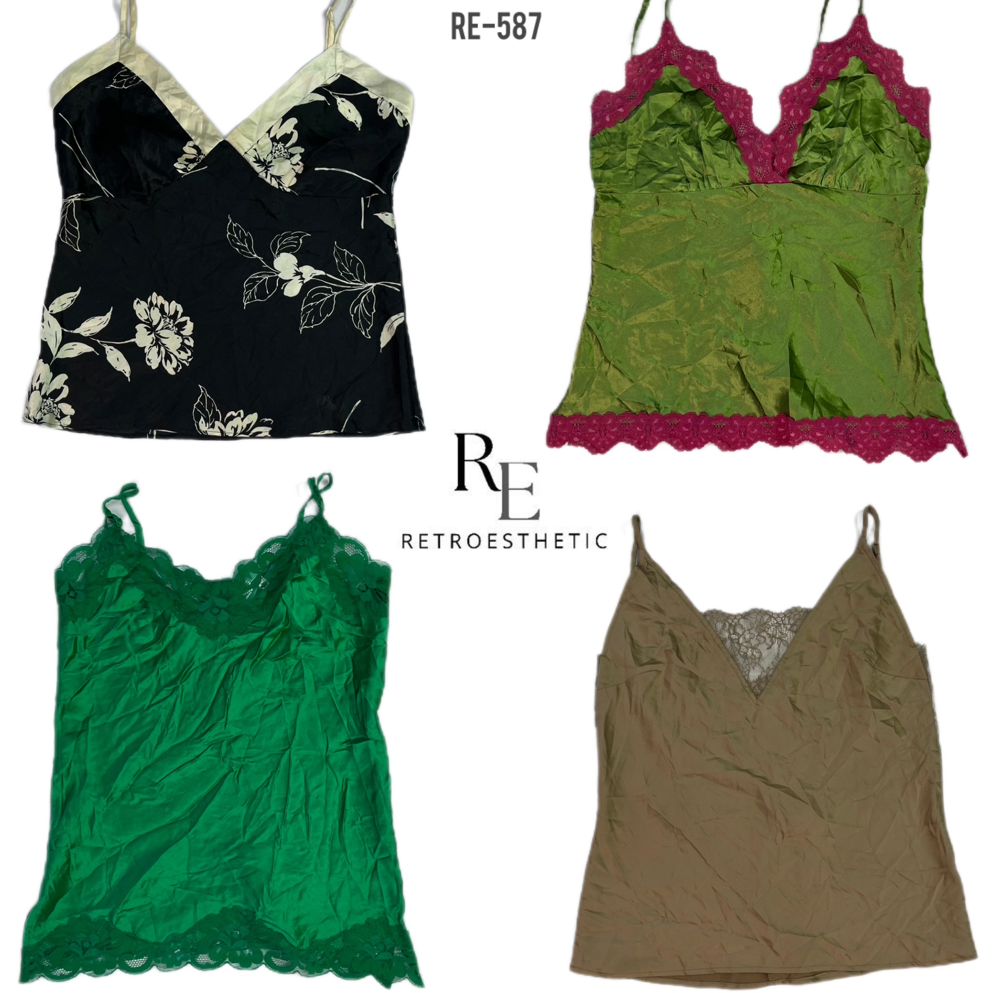 Y2K weiche Seide Slip Tops (RE-587)