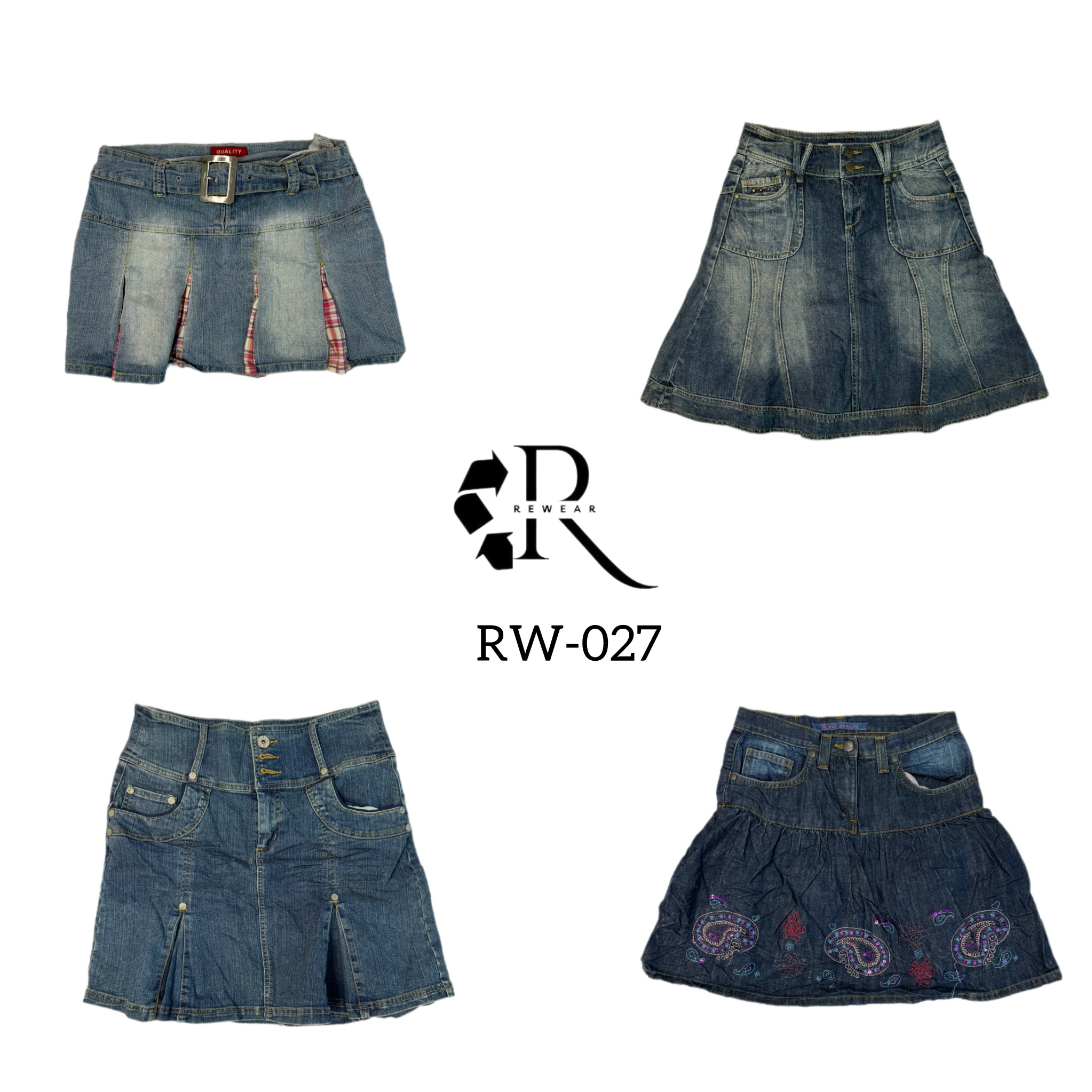 Y2K Cyber Era Denim Mini Skirt (RW-027)