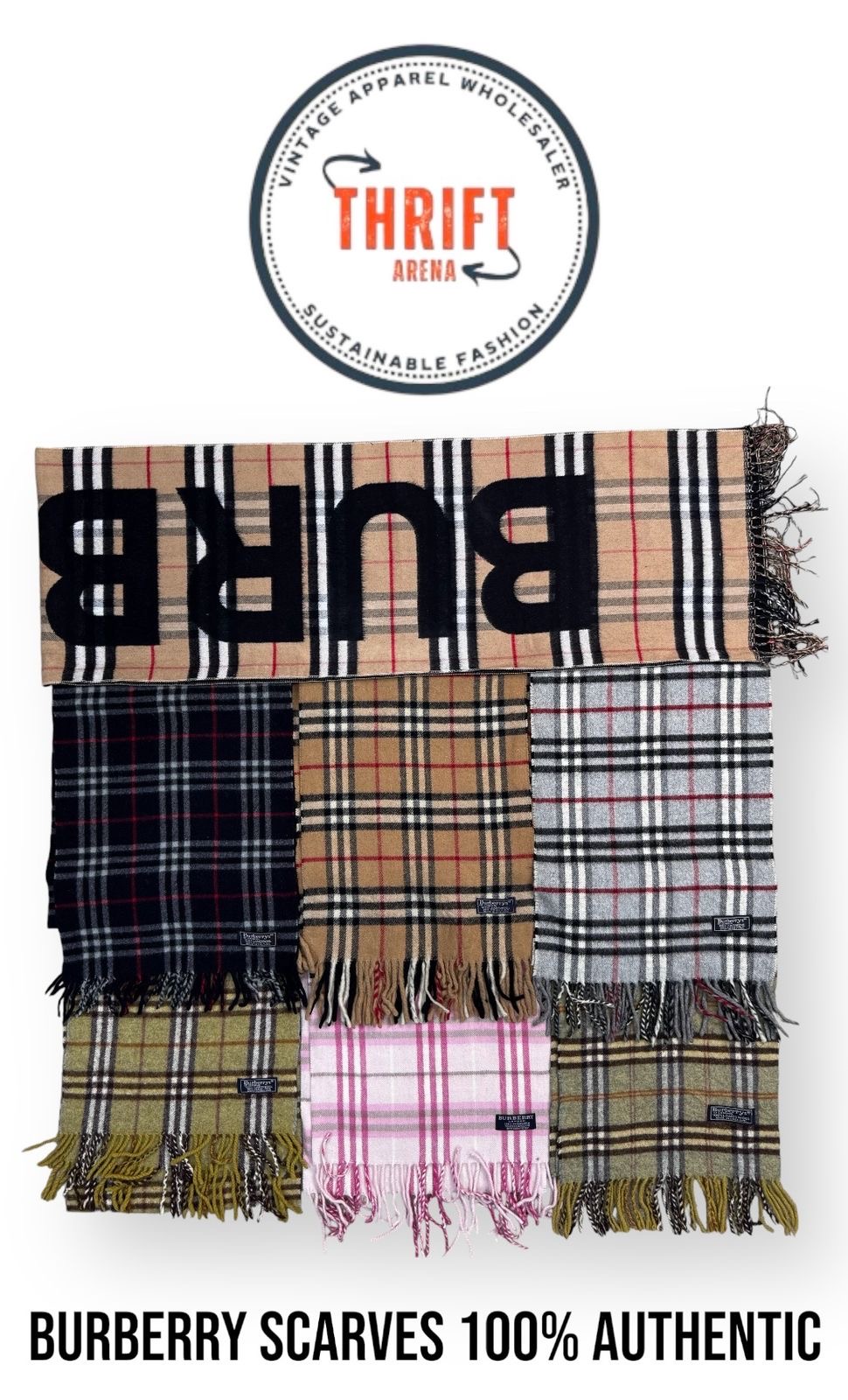 #VV789 Burberry Scarves 100% Authentic Cashmere/Lambswool 30PCs