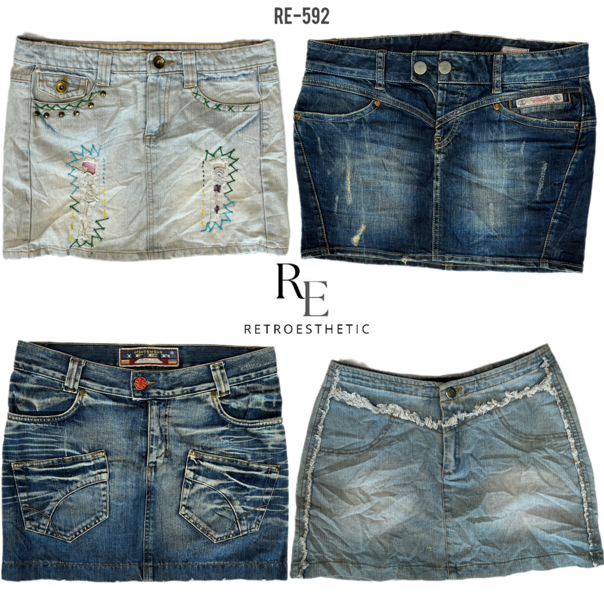 Y2K IT Girl Denim Mini Röcke (RE-592)