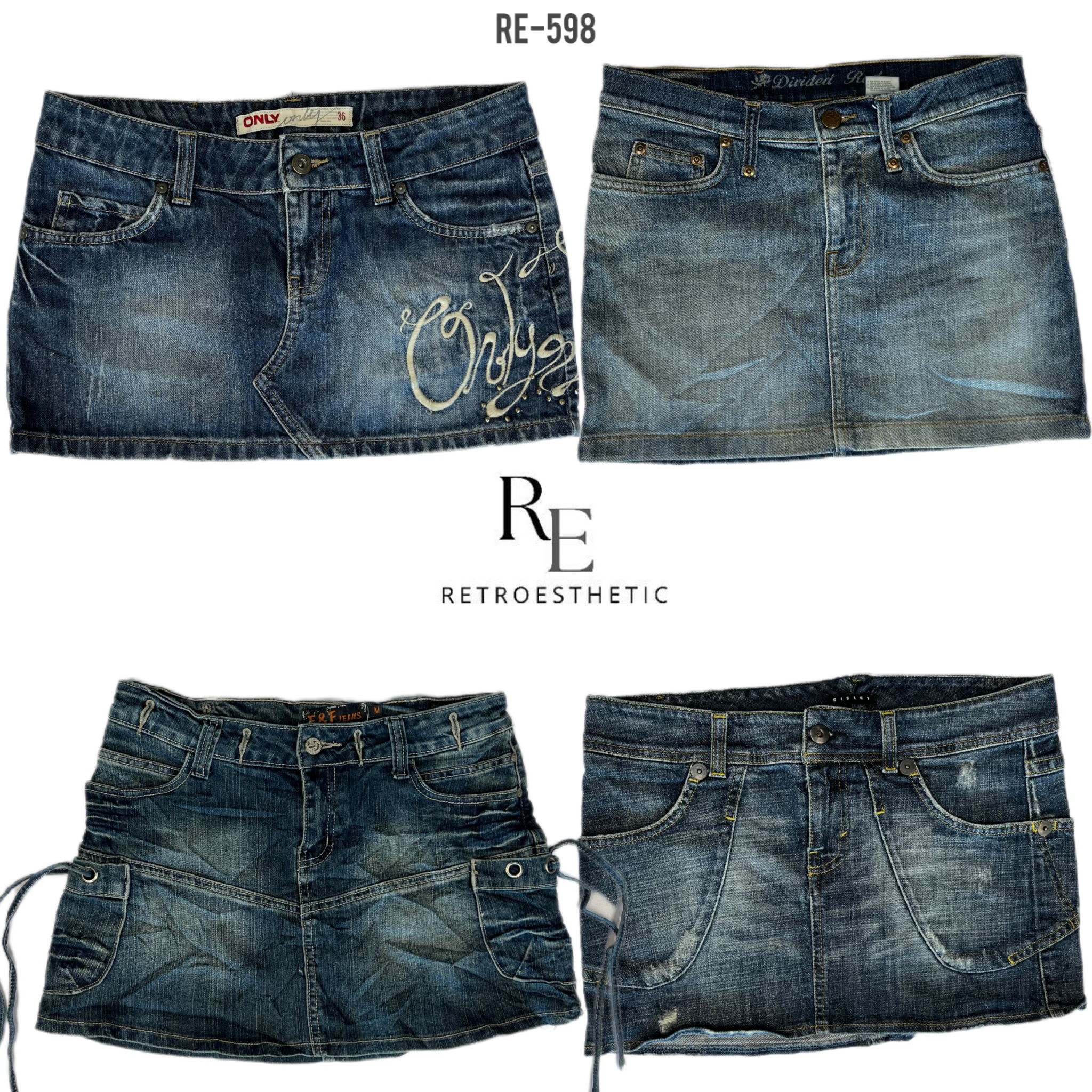 Y2K Paris Hilton Denim Micro Mini Skirts (RE-598)