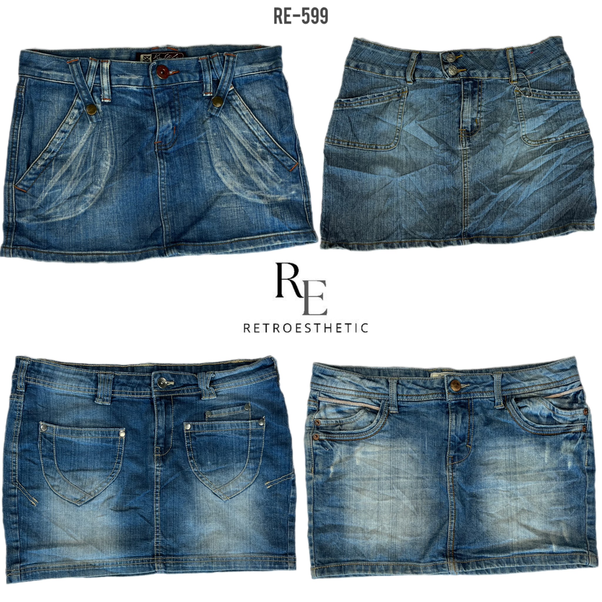 Y2K IT Girl Denim Micro Mini Skirts (RE-599)