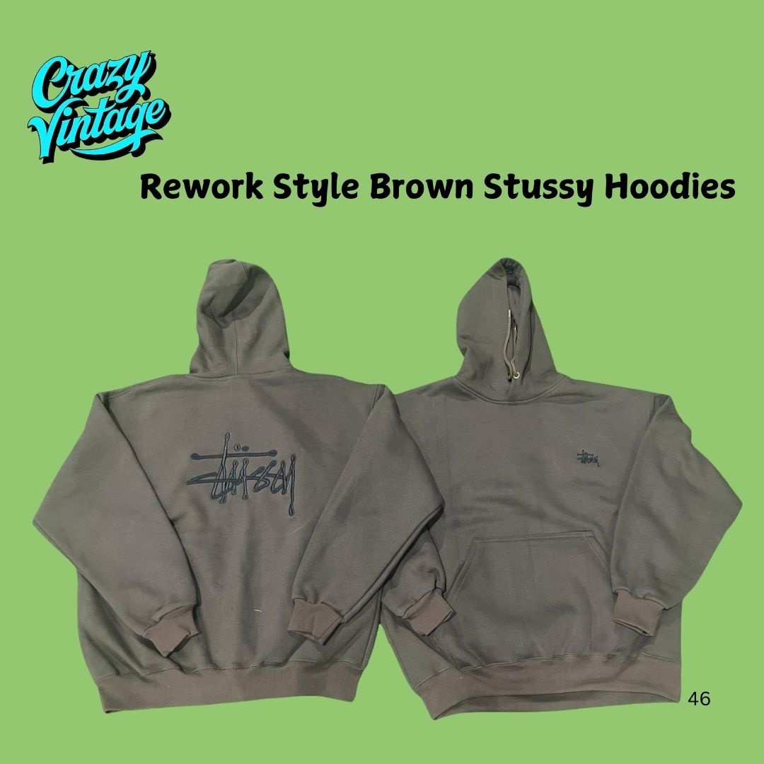 Rework Style Brown Stussy Hoodies - 25 Pcs