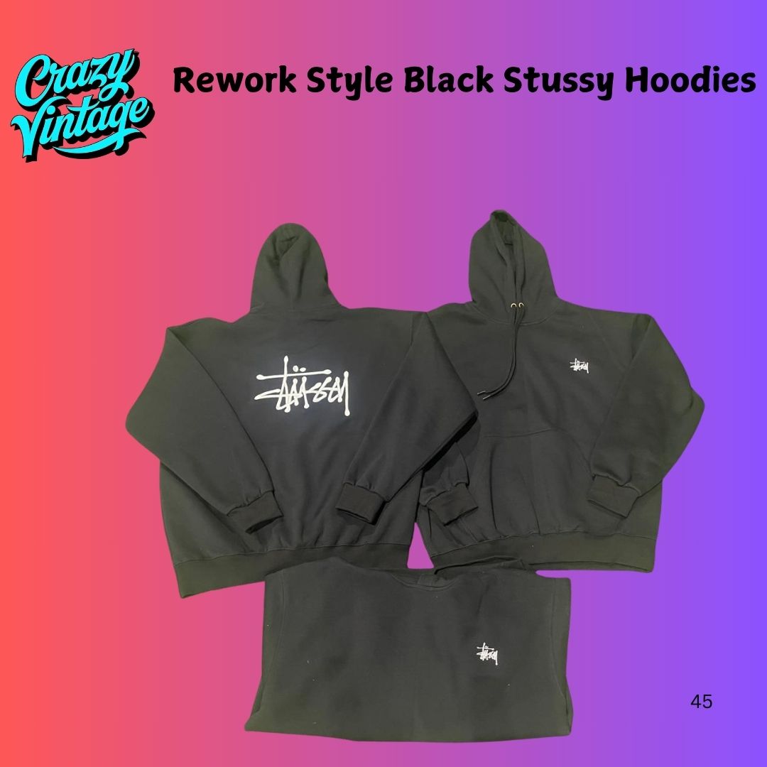 Stile Rielaborato Felpe Nere Stussy - 25 Pz