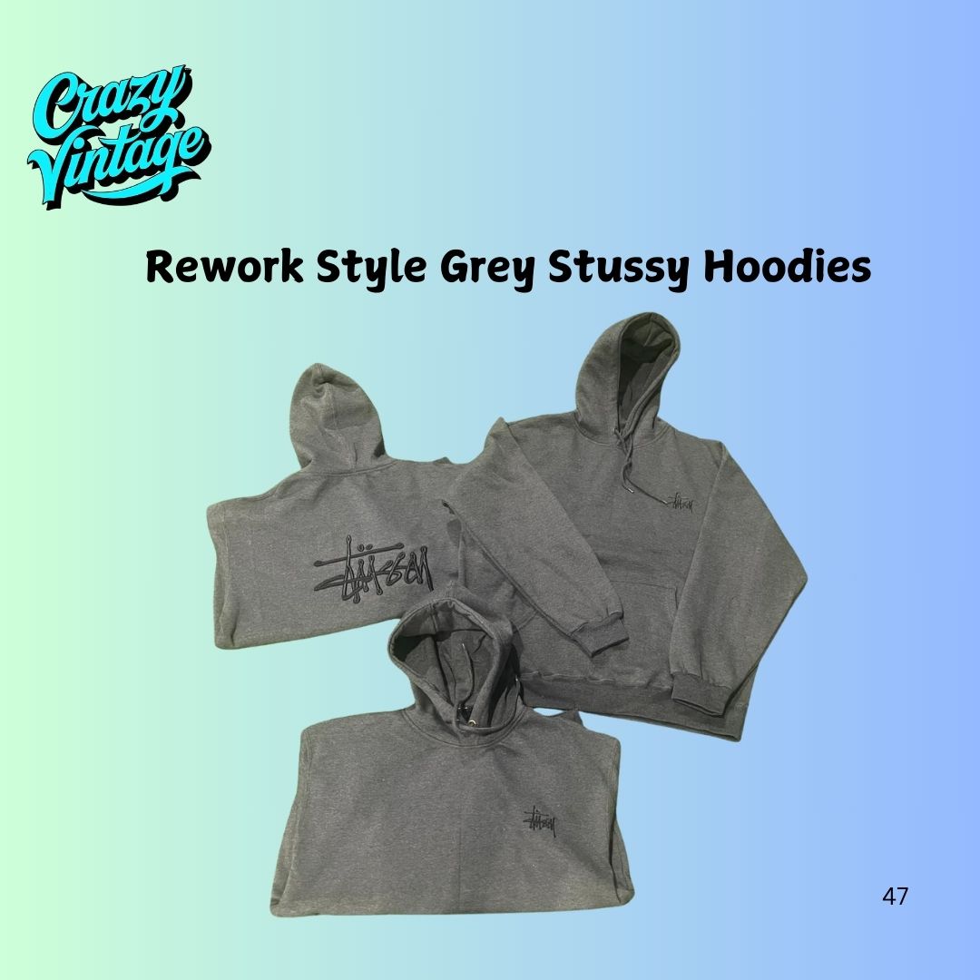 Rework Style Graue Stussy Hoodies - 25 Stück