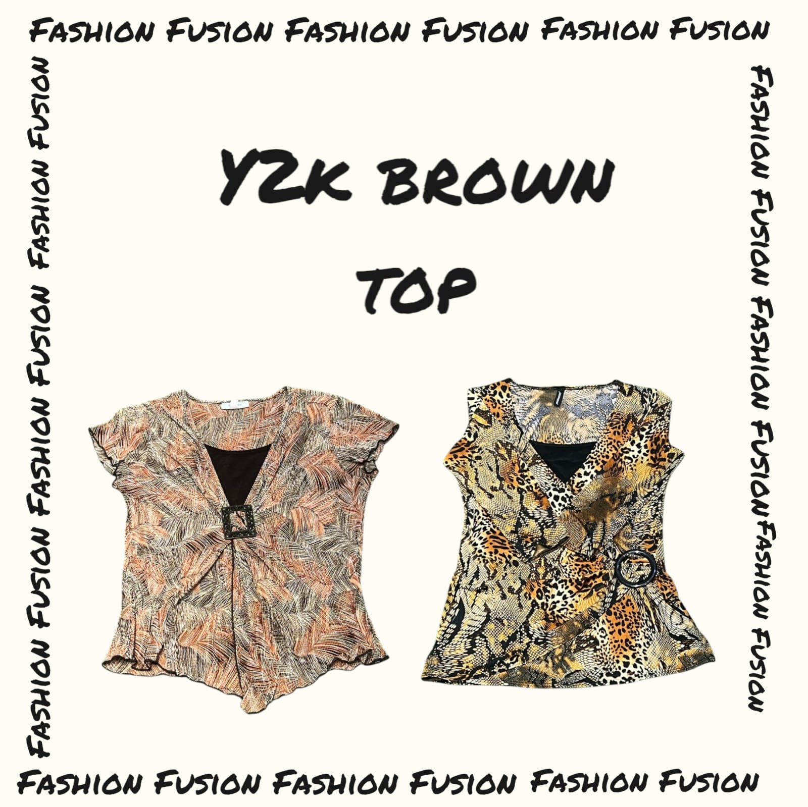 (FF-622) Y2k brown Tops