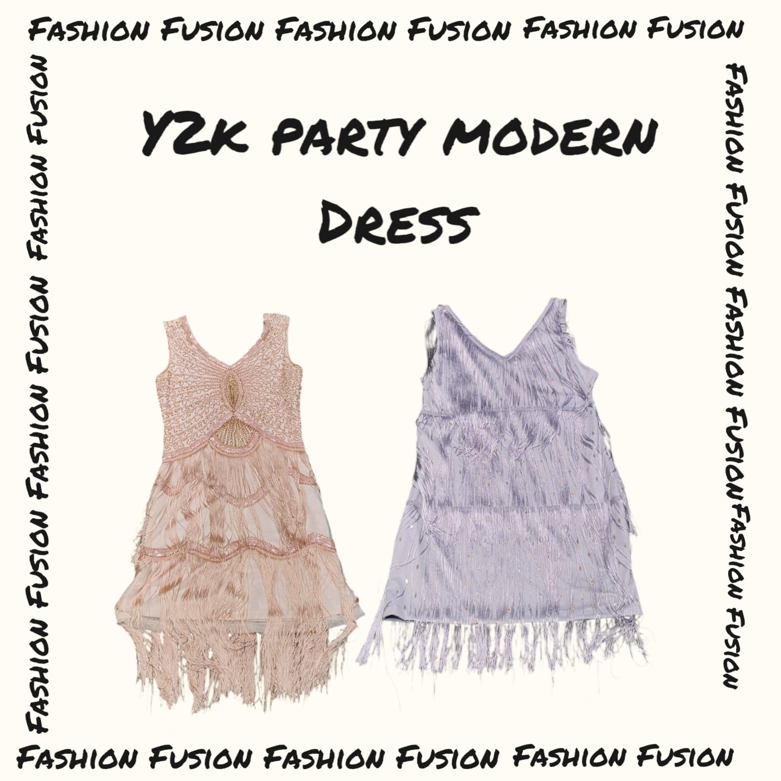 (FF-625) y2k Fringed party dress