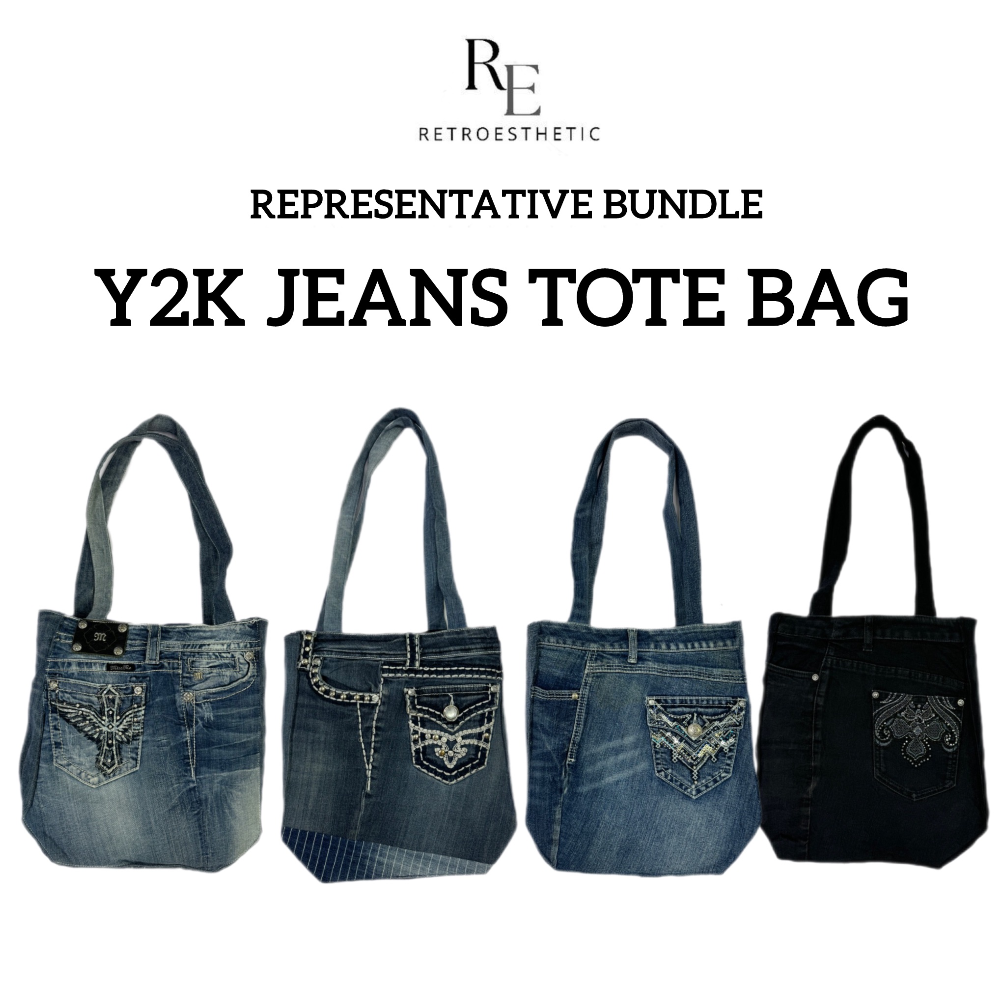 Reworked Y2K Jeans Tote Bag