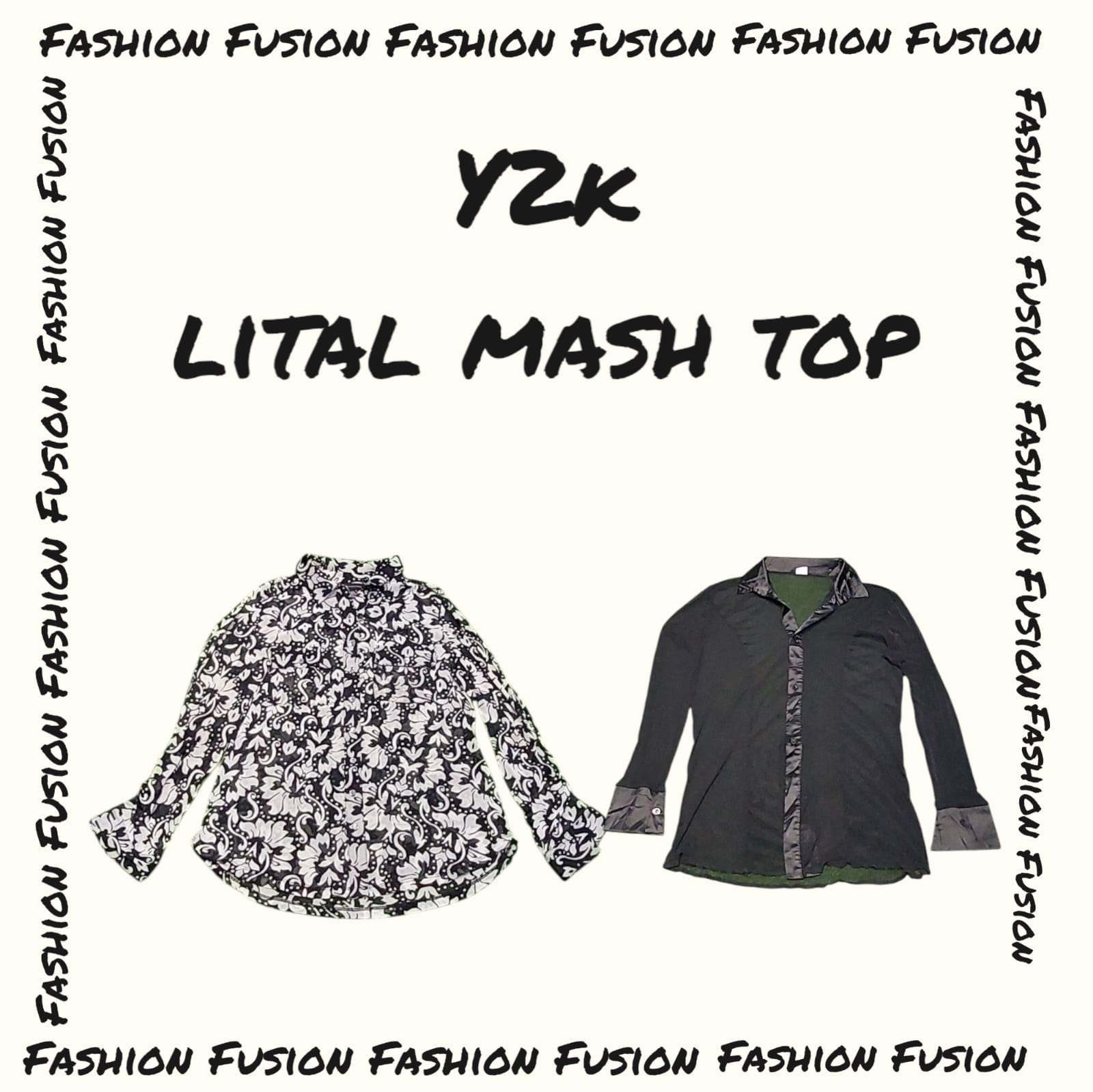 (FF-638) y2k little black & white mesh Tops