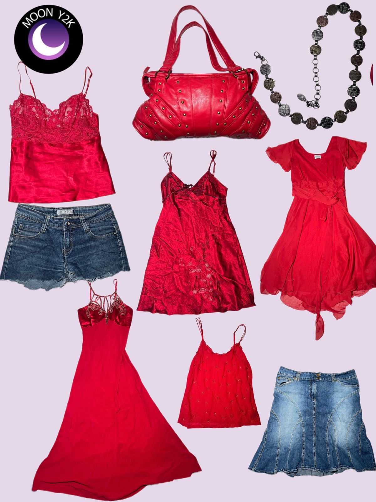 Y2k Conjunto Rojo Romántico Mezcla 'Paquete de Inicio' (M-44)