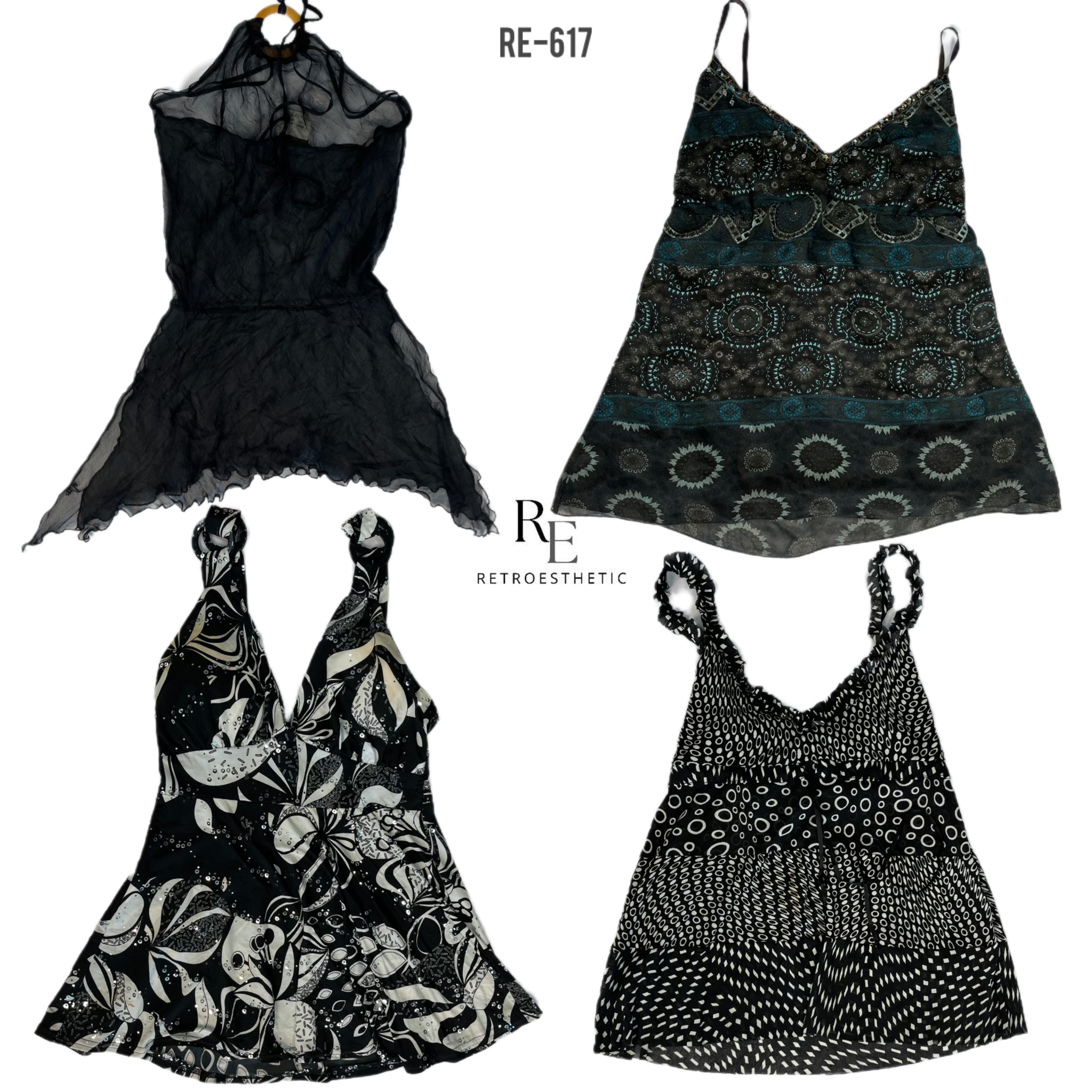 Y2K Black Mix Gothic  Cami Tops (RE-617)