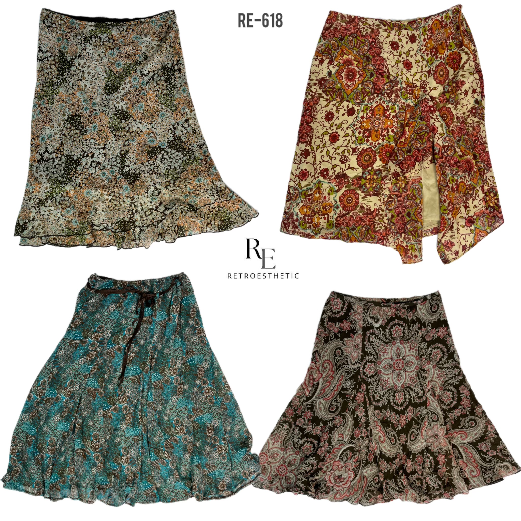 Y2K Floral Poly Skirts (RE-618)