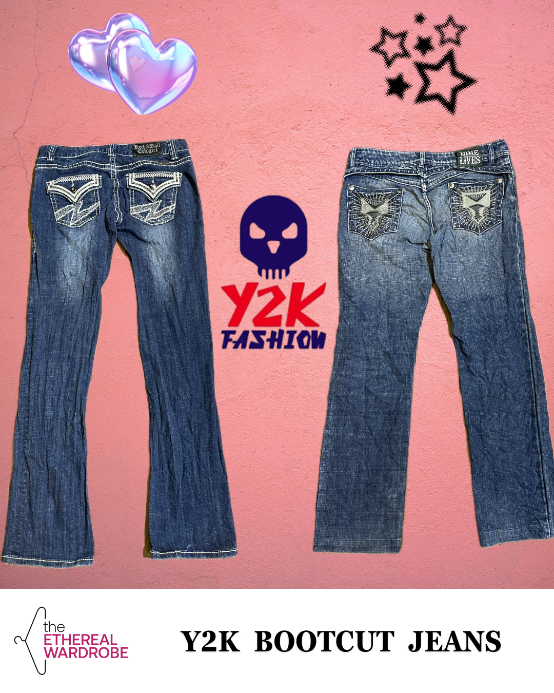 Jeans Bootcut Embellished Y2K 10 pezzi