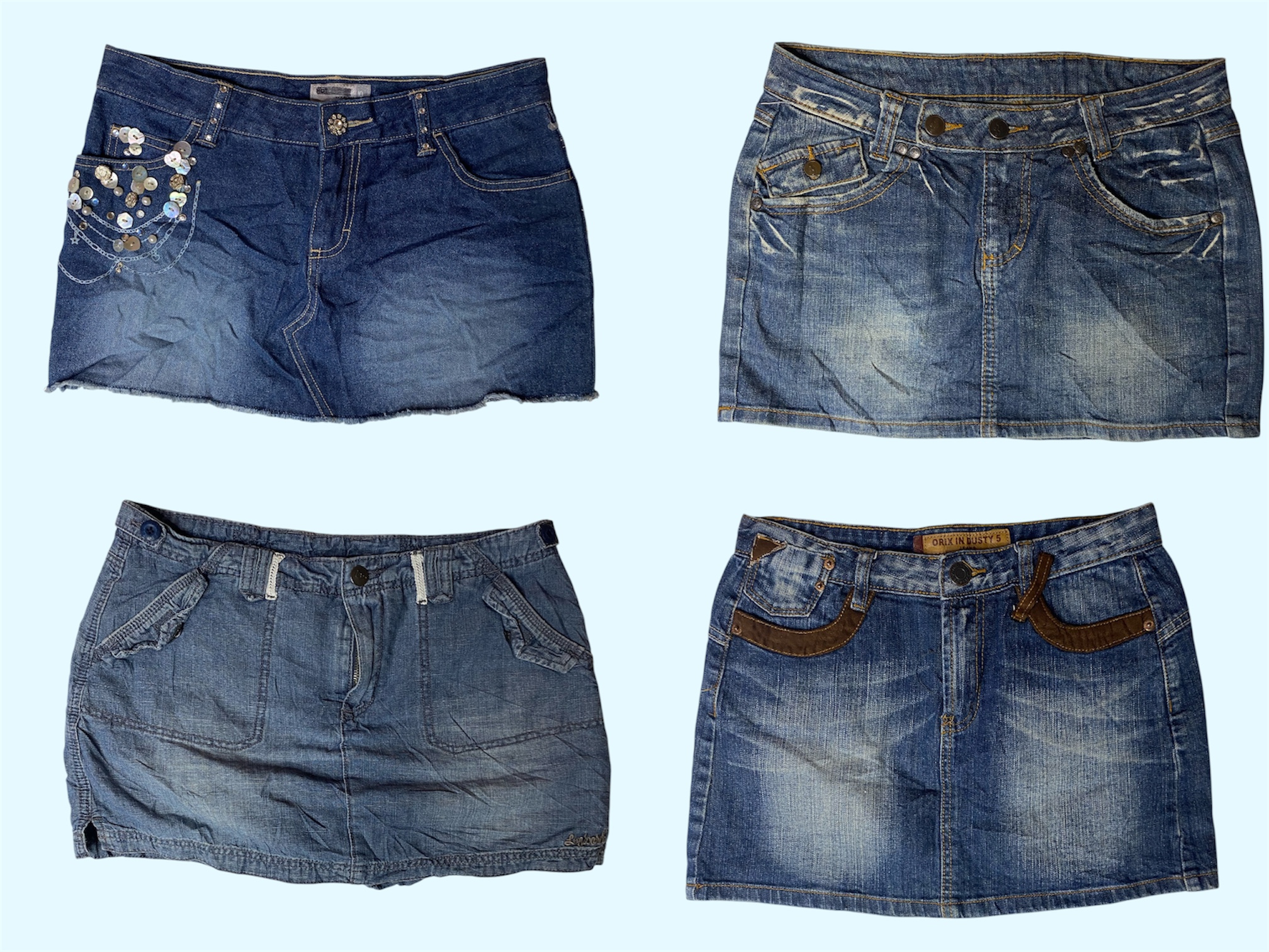 Y2K Denim Dreams: Vintage Mini Skirt Aesthetic (TS-356)