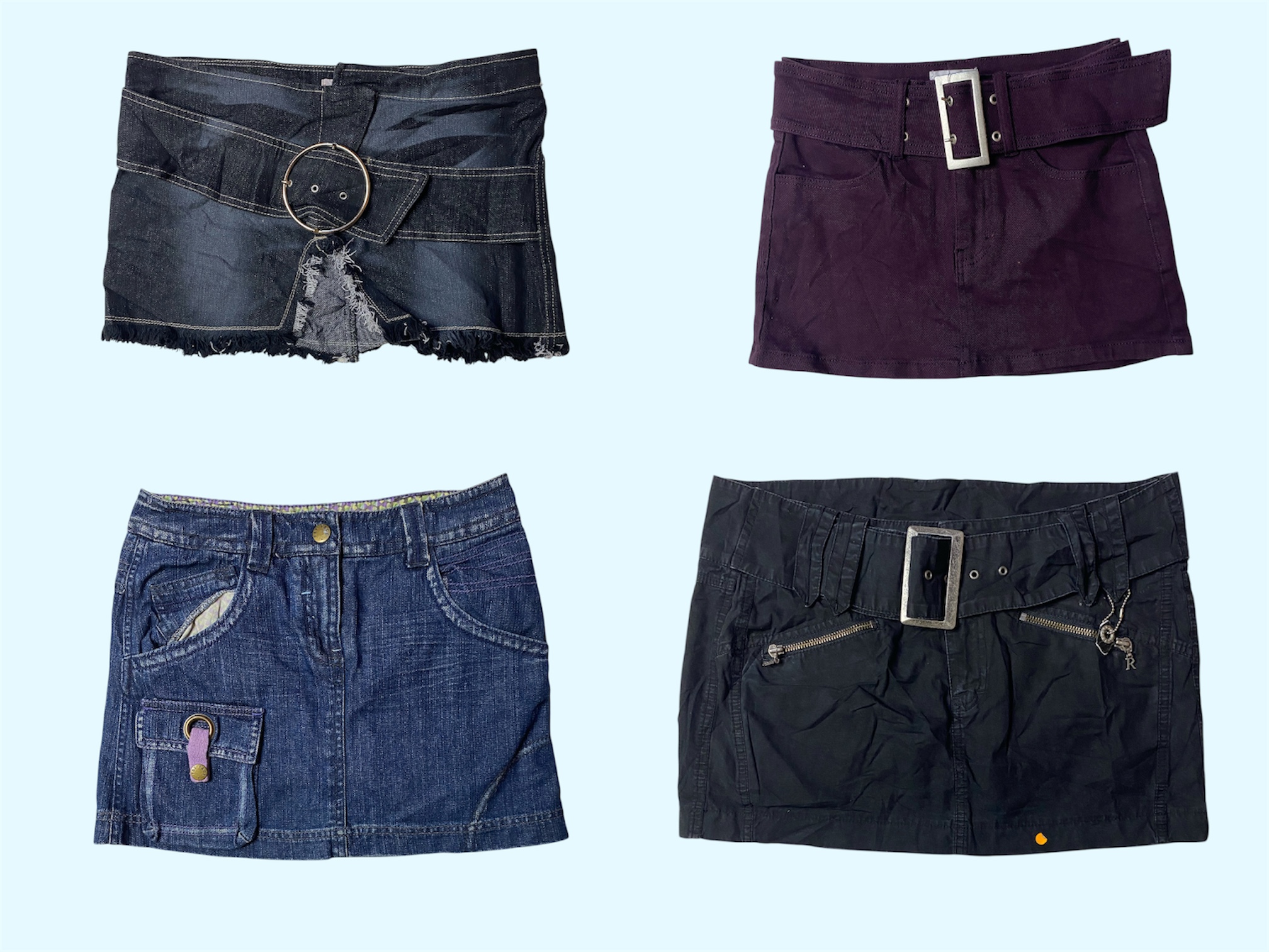 Y2K Rebel Core: Buckled, Belted & Edgy Mini Skirts (TS-360)