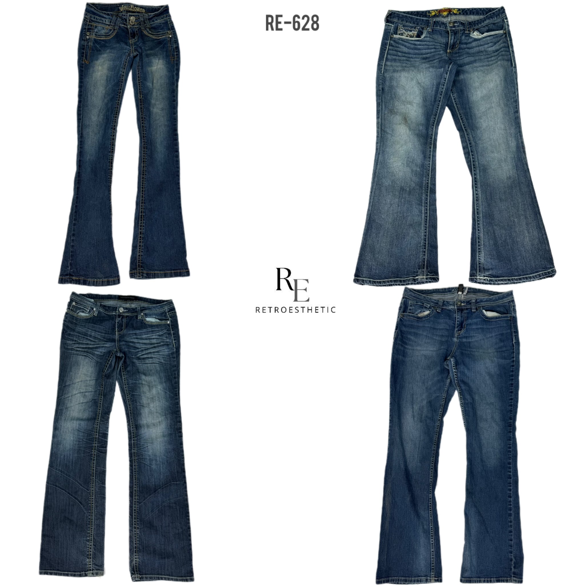 Y2K Embroidered Denim Jeans (RE-628)