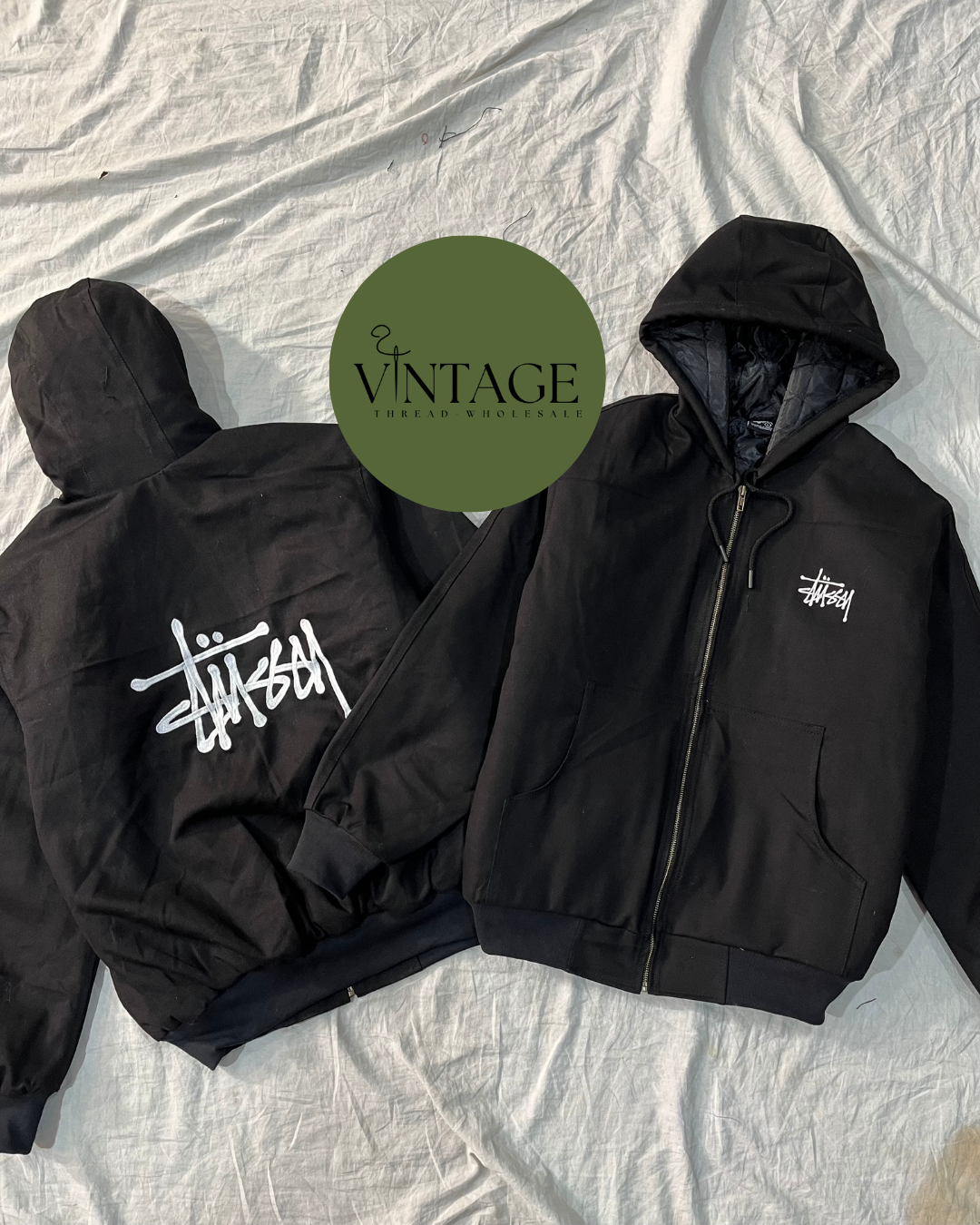 Giacca attiva nera in stile rework Carhartt x Stussy - 15-26225